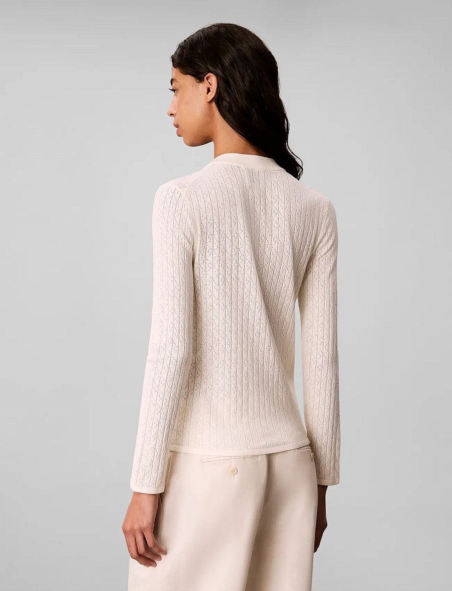 Calvin Klein - LS AOP Pointelle Cardigan - strickjacken - tofu - 2