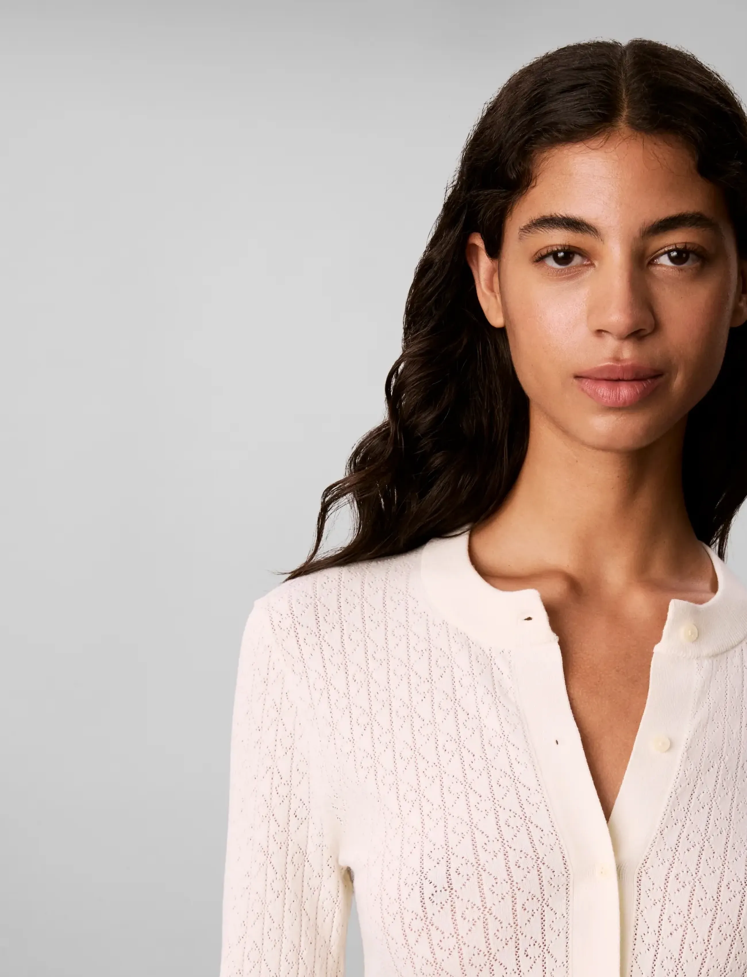 Calvin Klein - LS AOP Pointelle Cardigan - tofu - 4