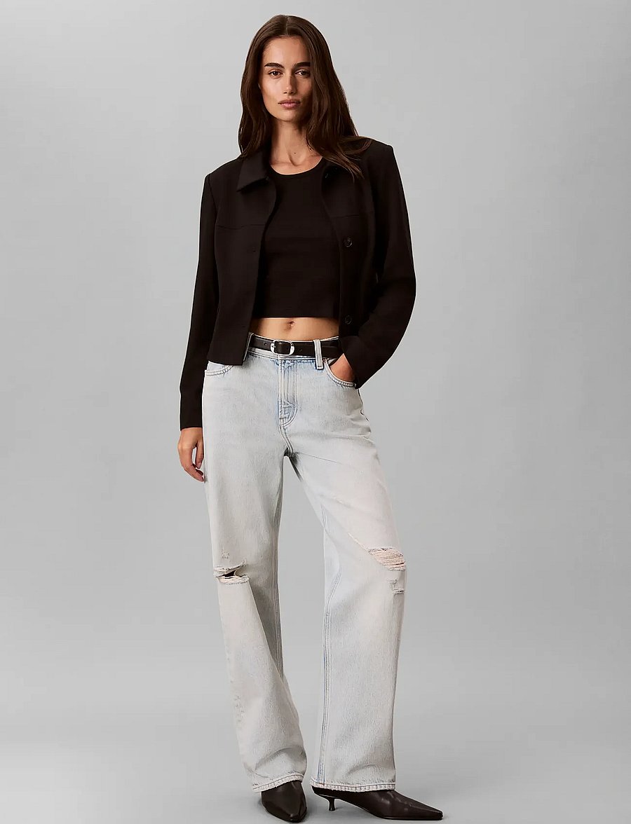 Calvin Klein - PONTE JACKET - cropped-blazer - black - 0