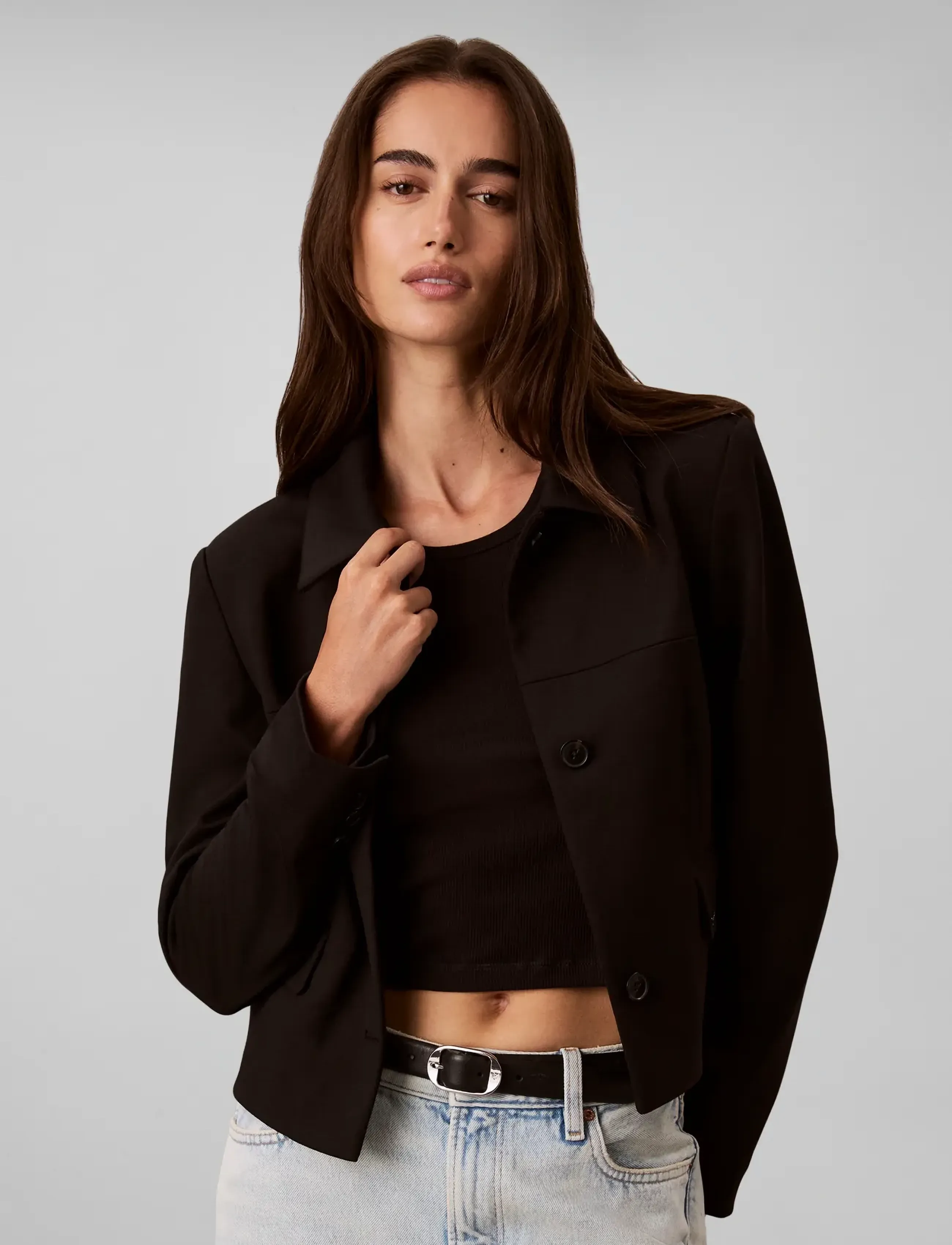 Calvin Klein - PONTE JACKET - cropped-blazer - black - 3