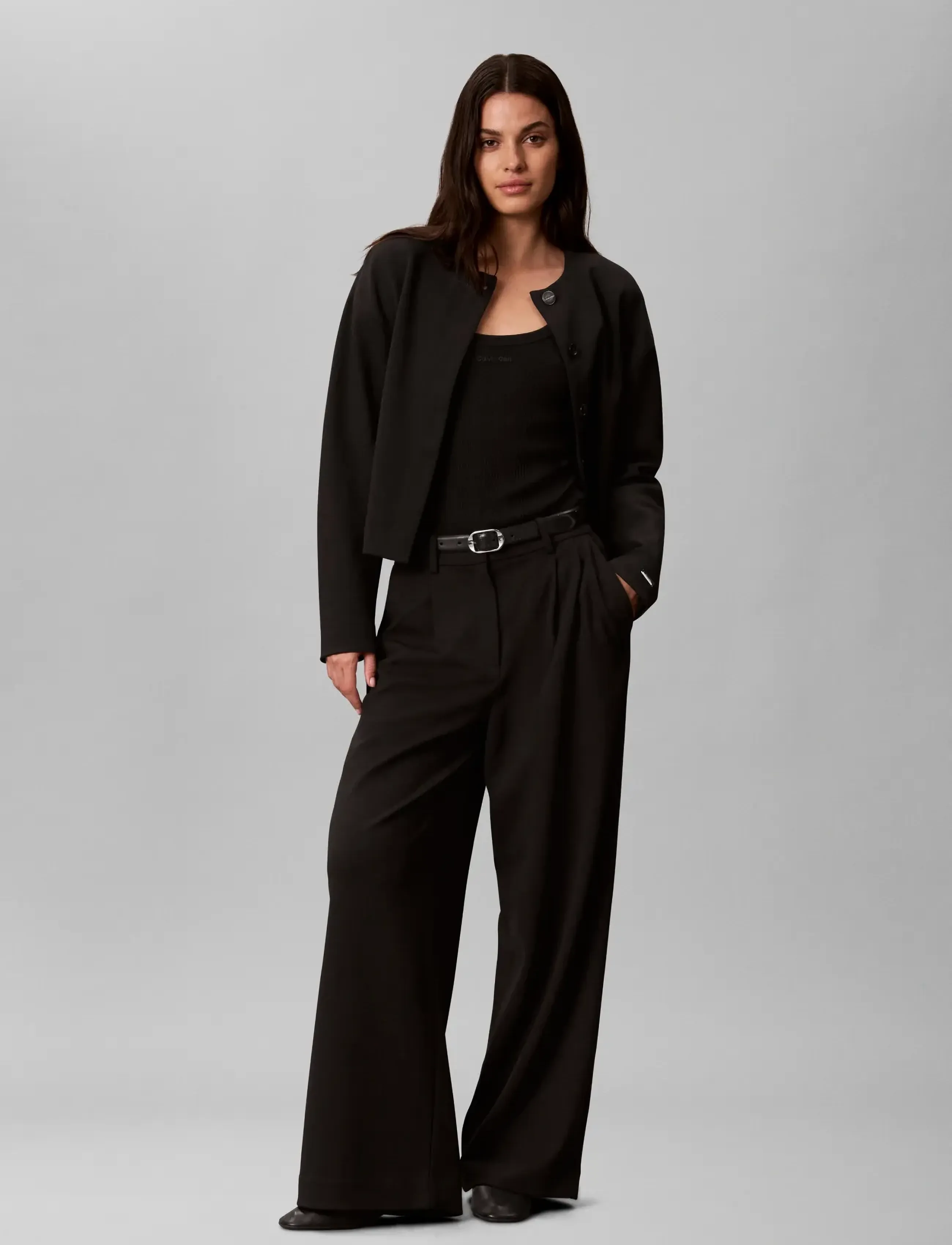 Calvin Klein STRETCH CREPE LADY JACKET - Clothing - BLACK / black