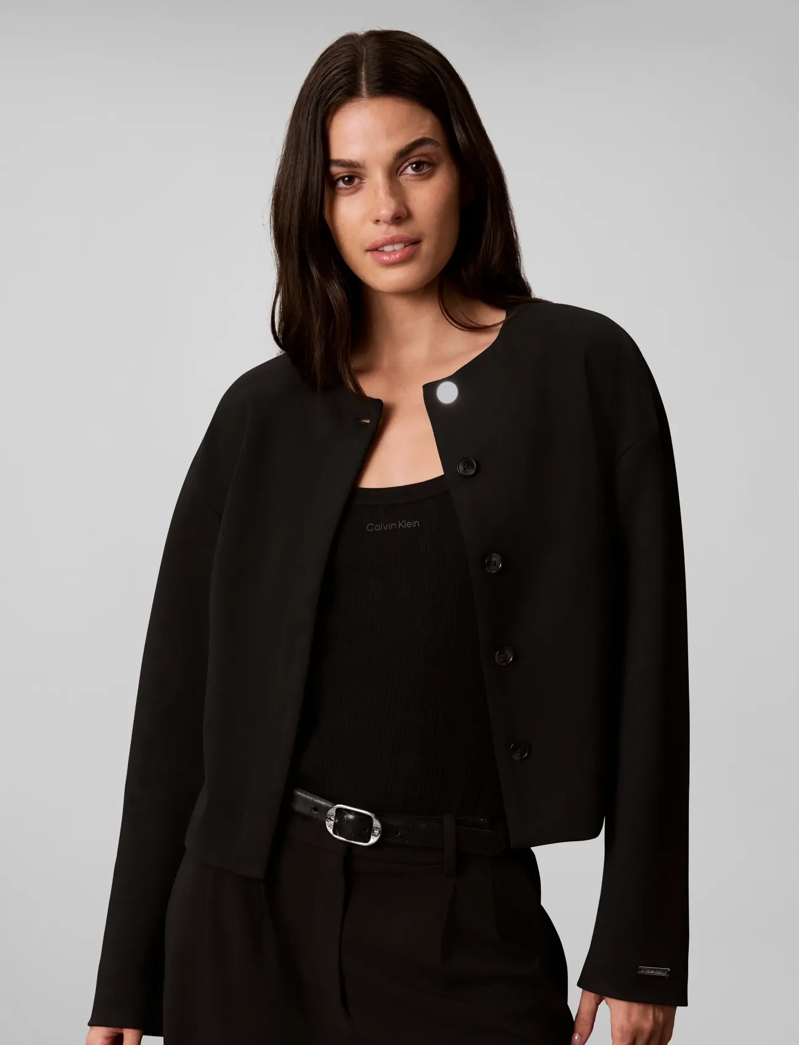 Calvin Klein - STRETCH CREPE LADY JACKET - leichte jacken - black - 3