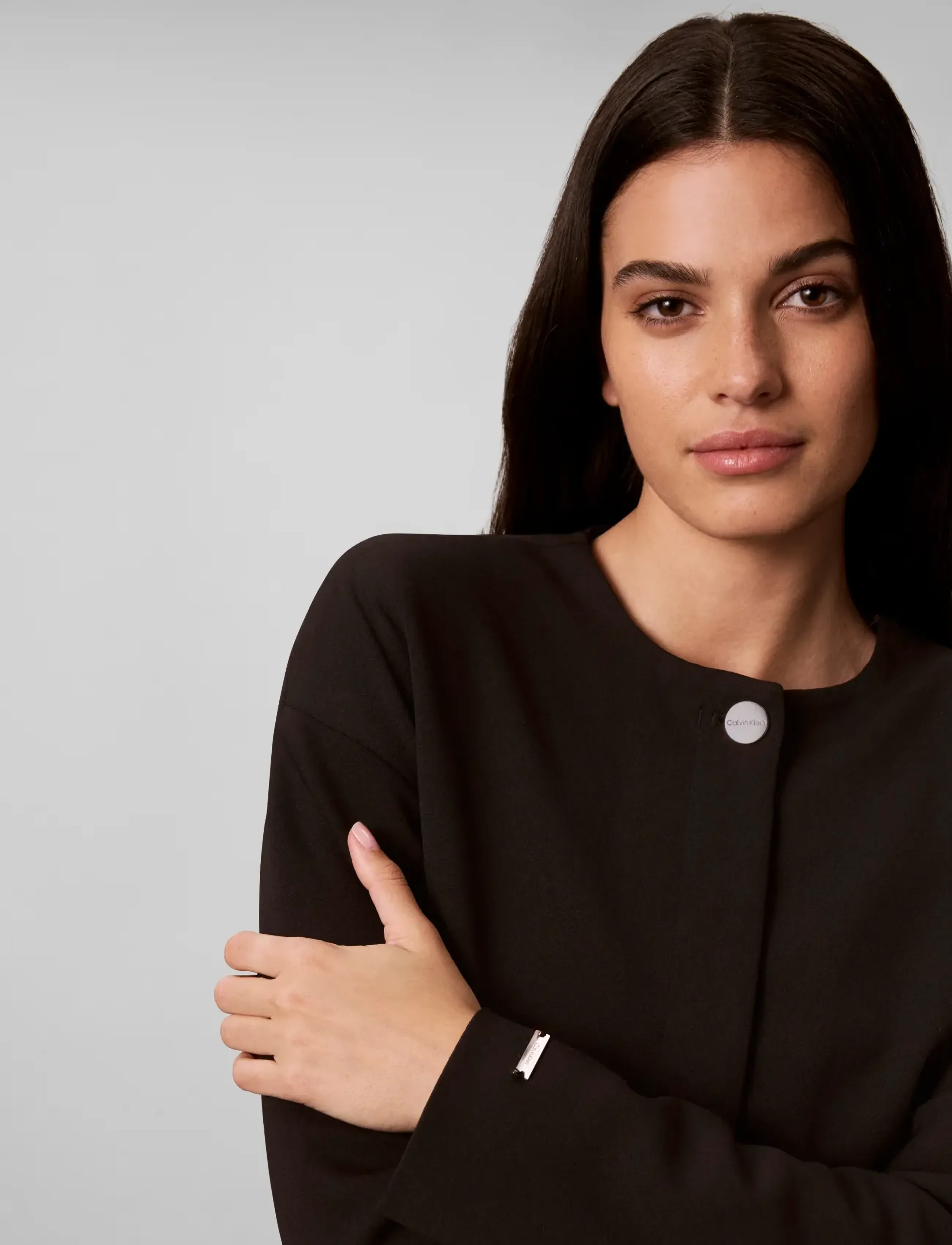 Calvin Klein - STRETCH CREPE LADY JACKET - leichte jacken - black - 4