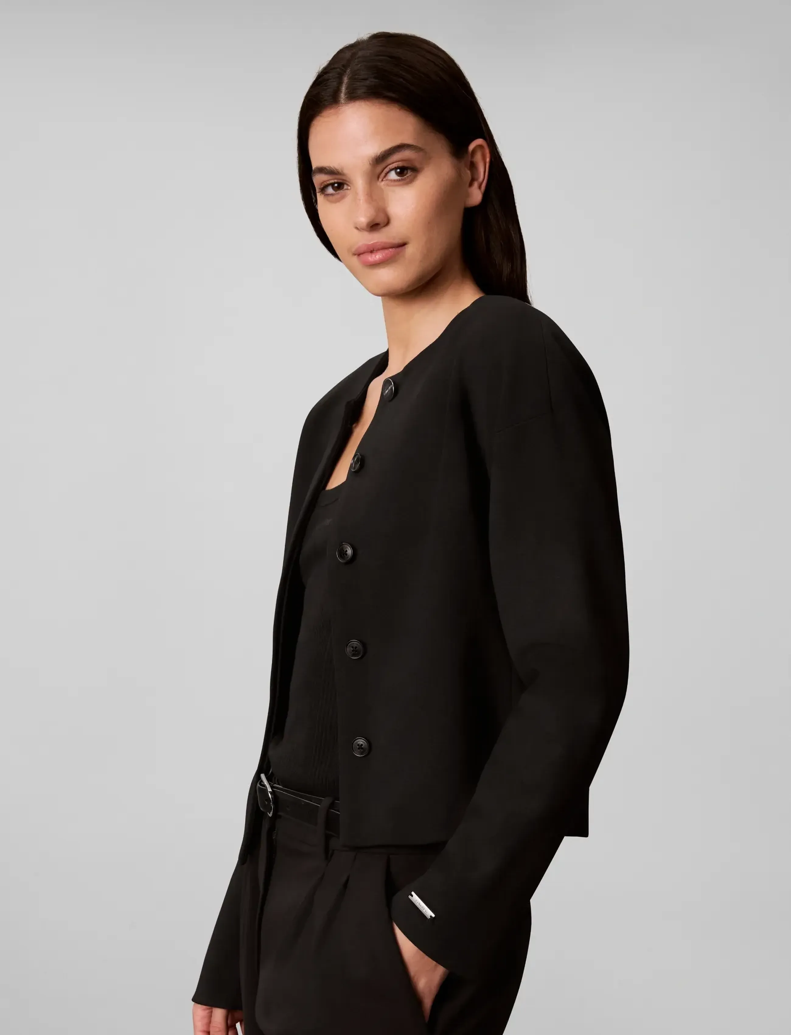 Calvin Klein - STRETCH CREPE LADY JACKET - leichte jacken - black - 5