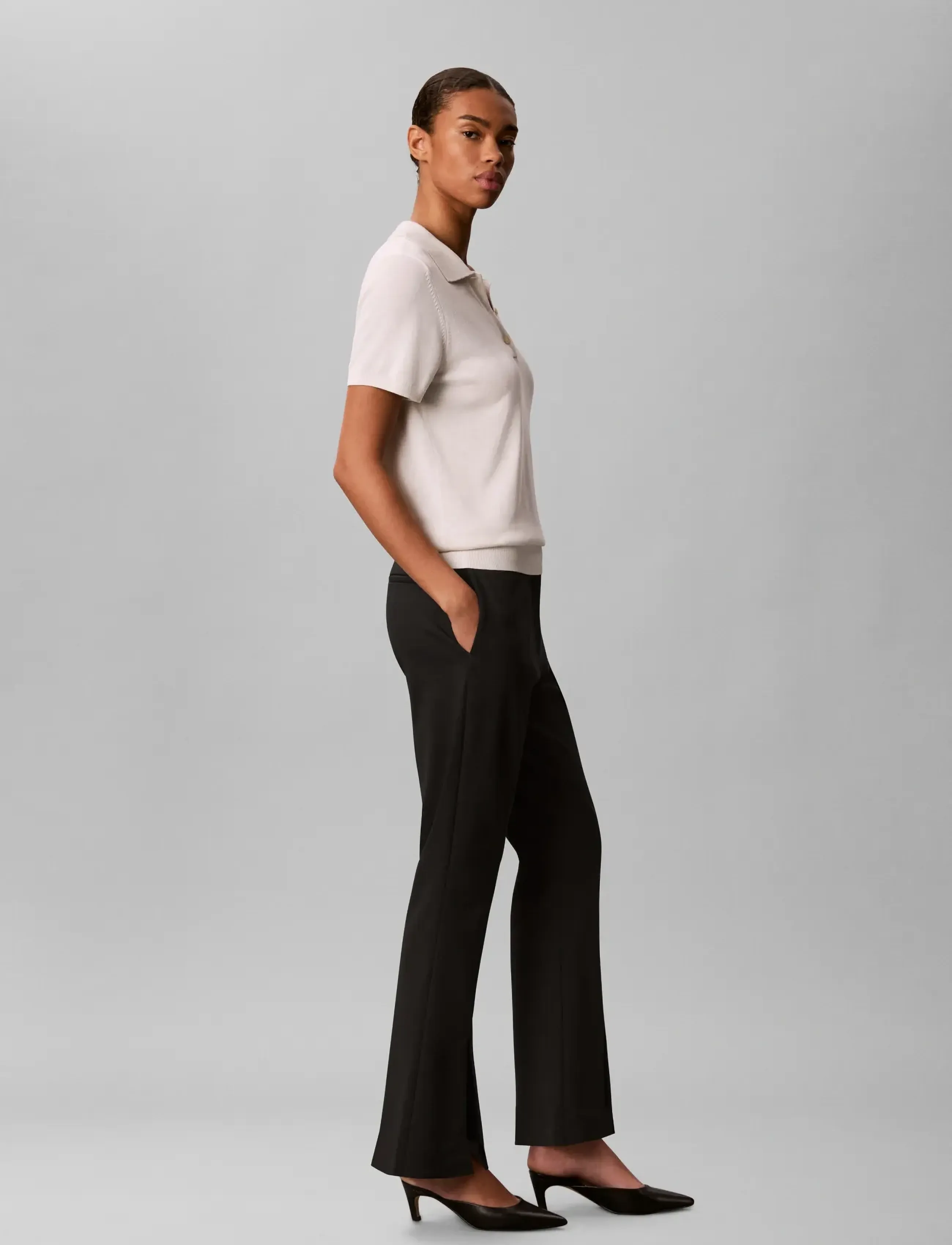 Calvin Klein - PONTE SLIM KICK FLARE PANT - flare bukser - black - 5