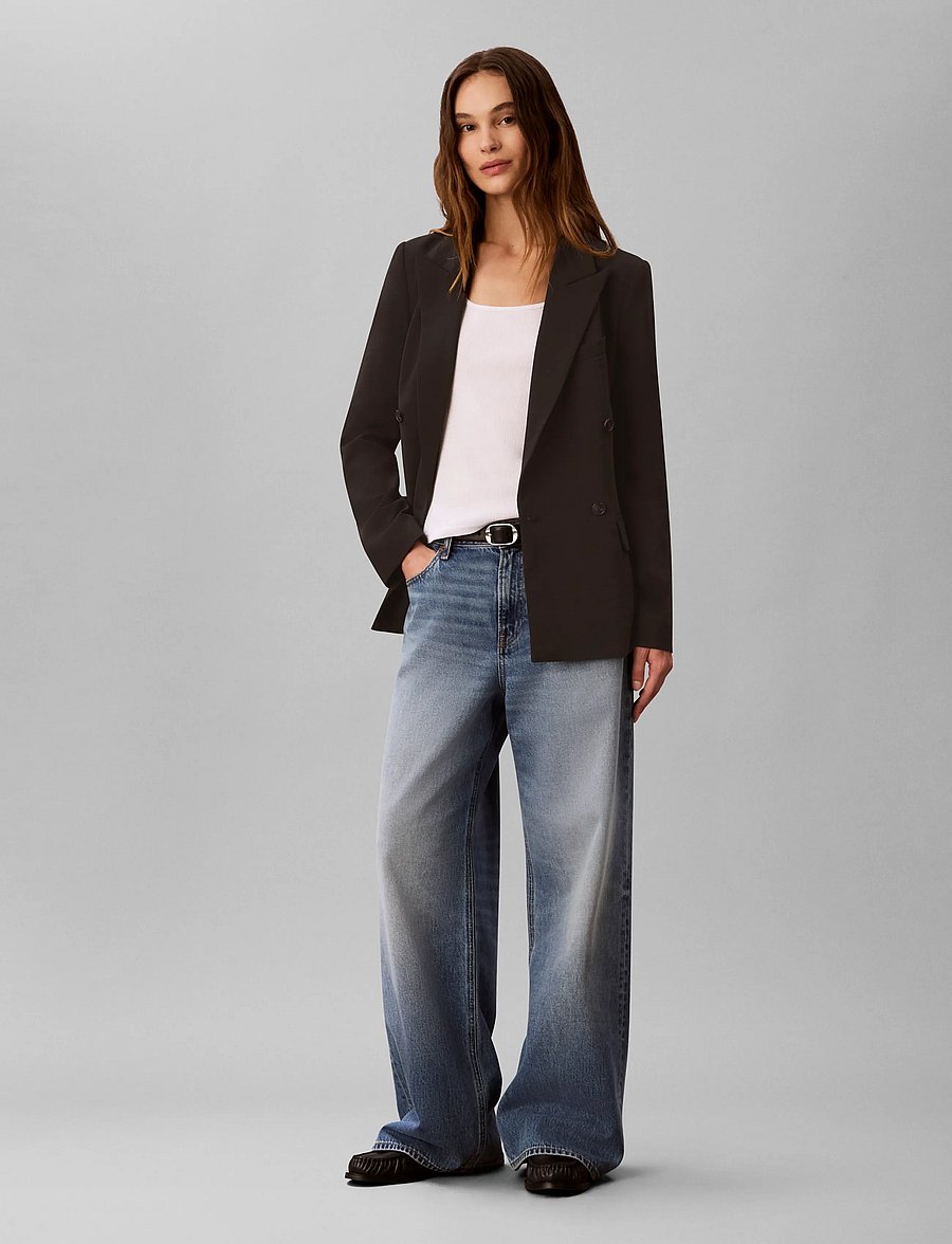 Calvin Klein - EFFORTLESS CREPE DBL BRESTD BLZR - dobbeltradede blazere - black - 0