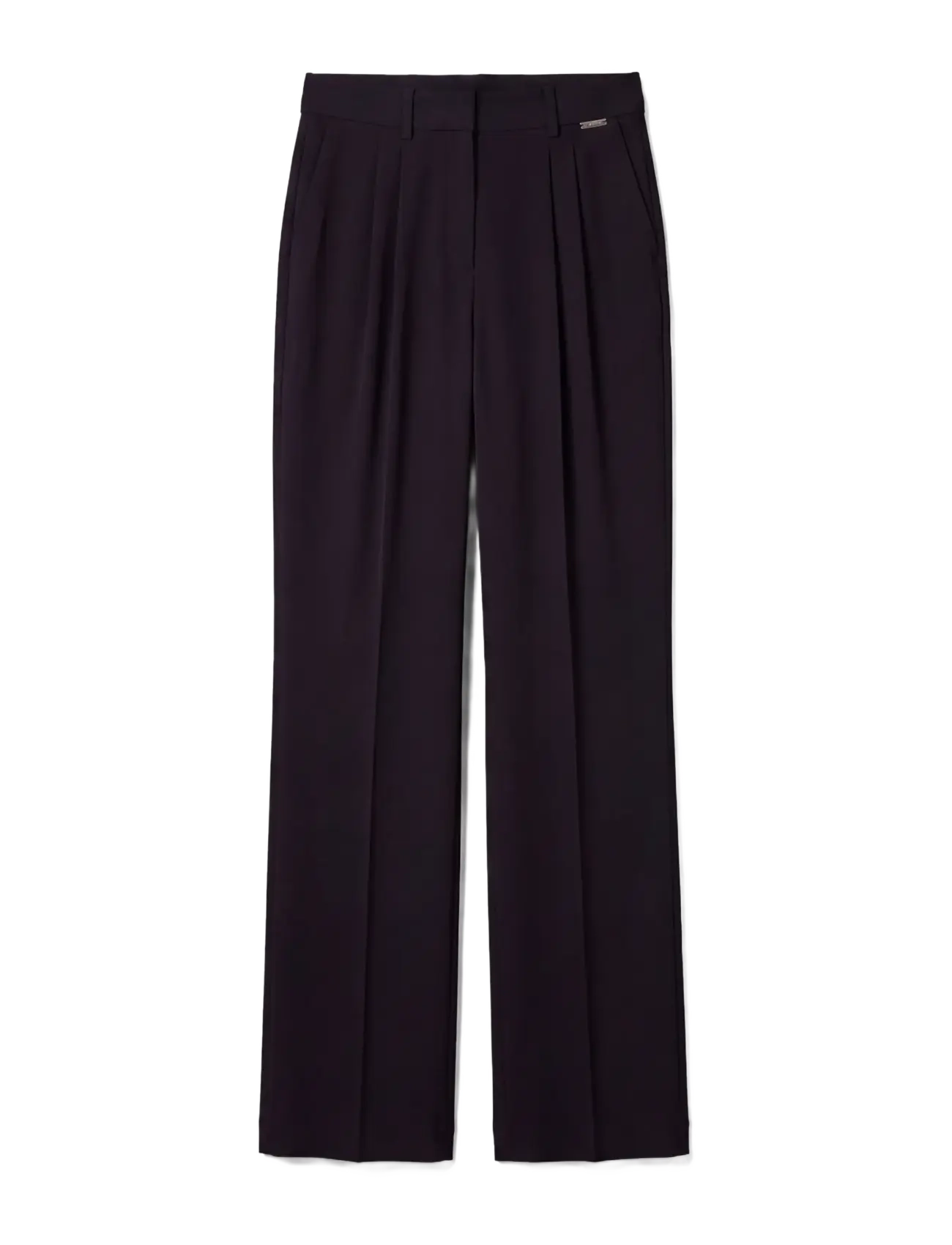 Calvin Klein EFFORTLESS CREPE WIDE LEG PLTED - Kläder - BLACK / black