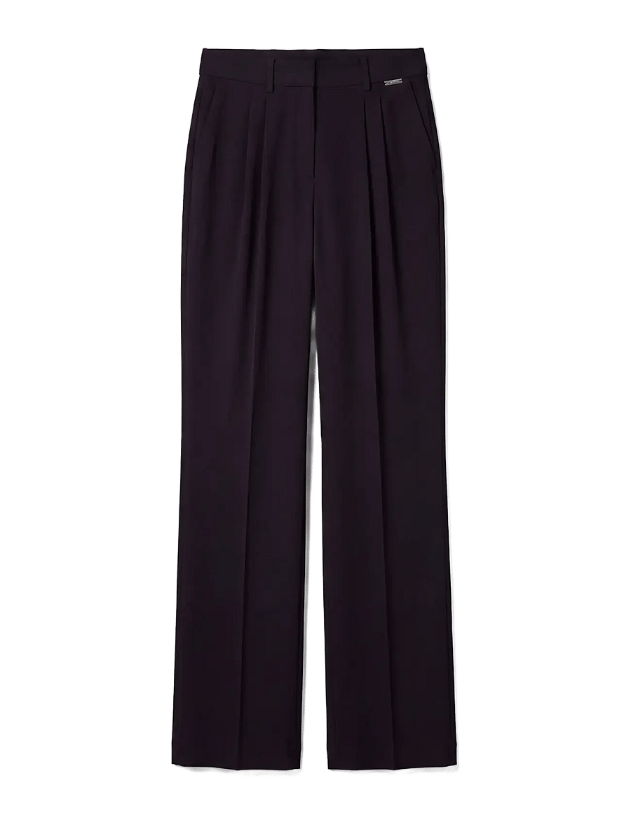 Calvin Klein - EFFORTLESS CREPE WIDE LEG PLTED - vida byxor - black - 0
