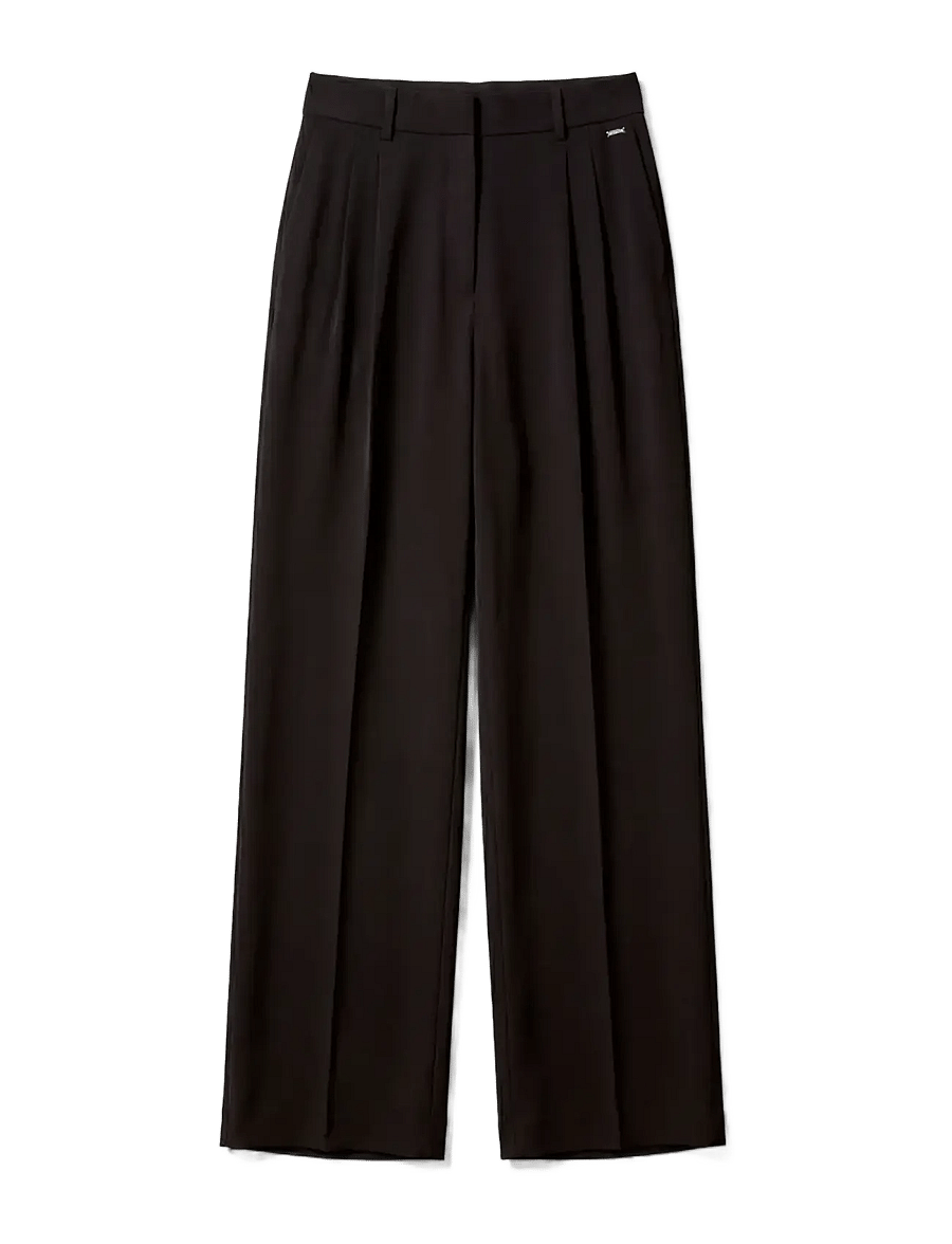 Calvin Klein - CLEAN POLY TWILL WIDE LEG PLEAT - wide leg trousers - black - 1