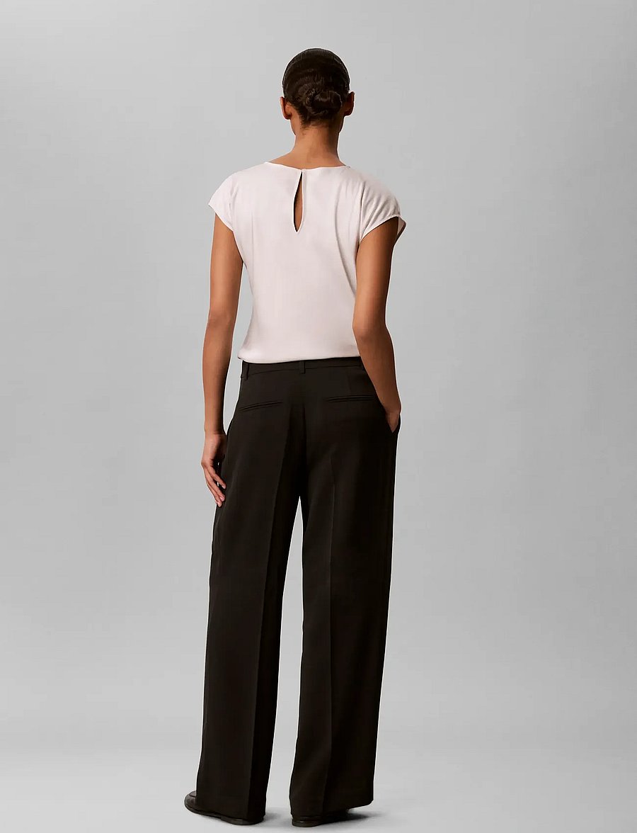 Calvin Klein - CLEAN POLY TWILL WIDE LEG PLEAT - wide leg trousers - black - 2