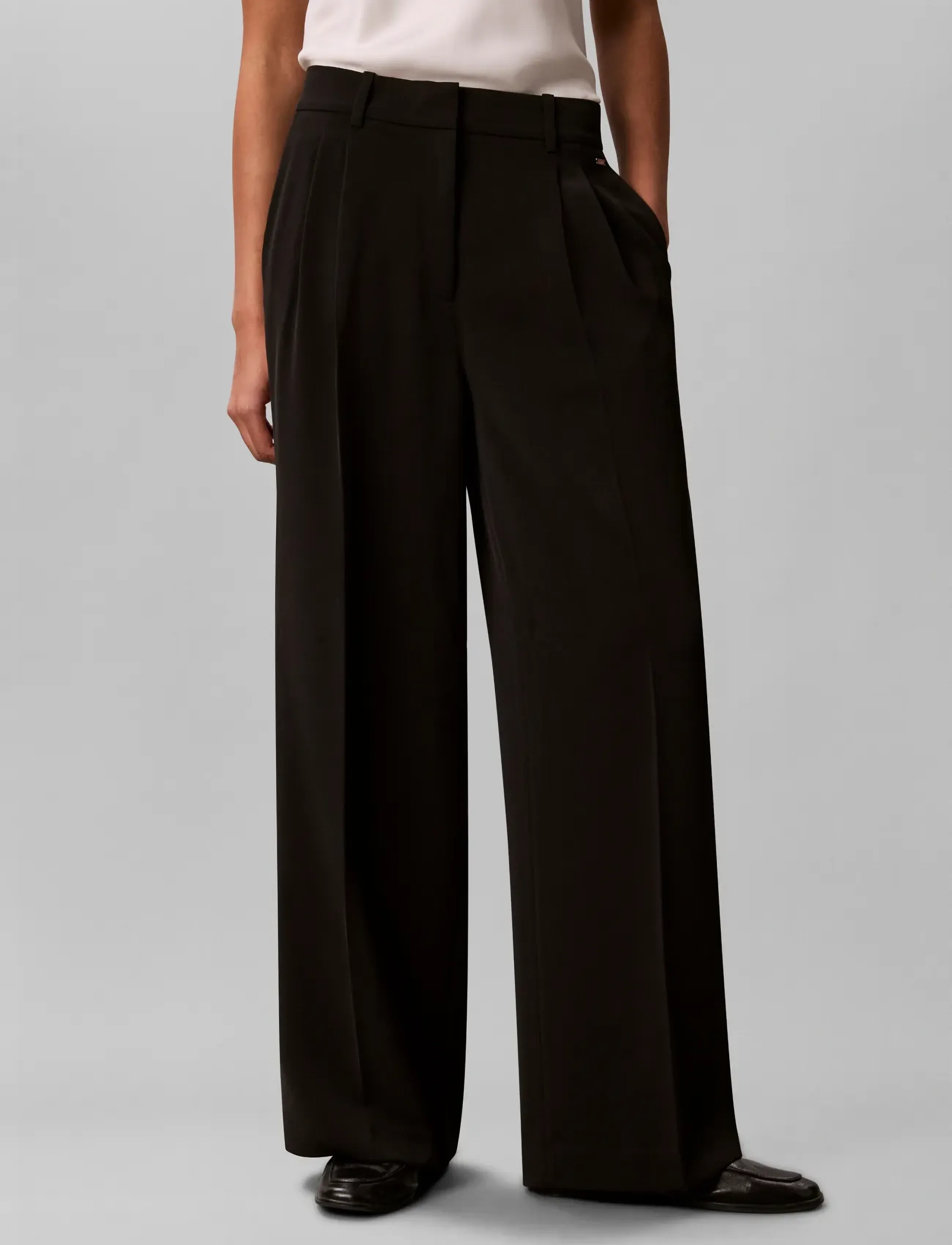 Calvin Klein - CLEAN POLY TWILL WIDE LEG PLEAT - black - 3