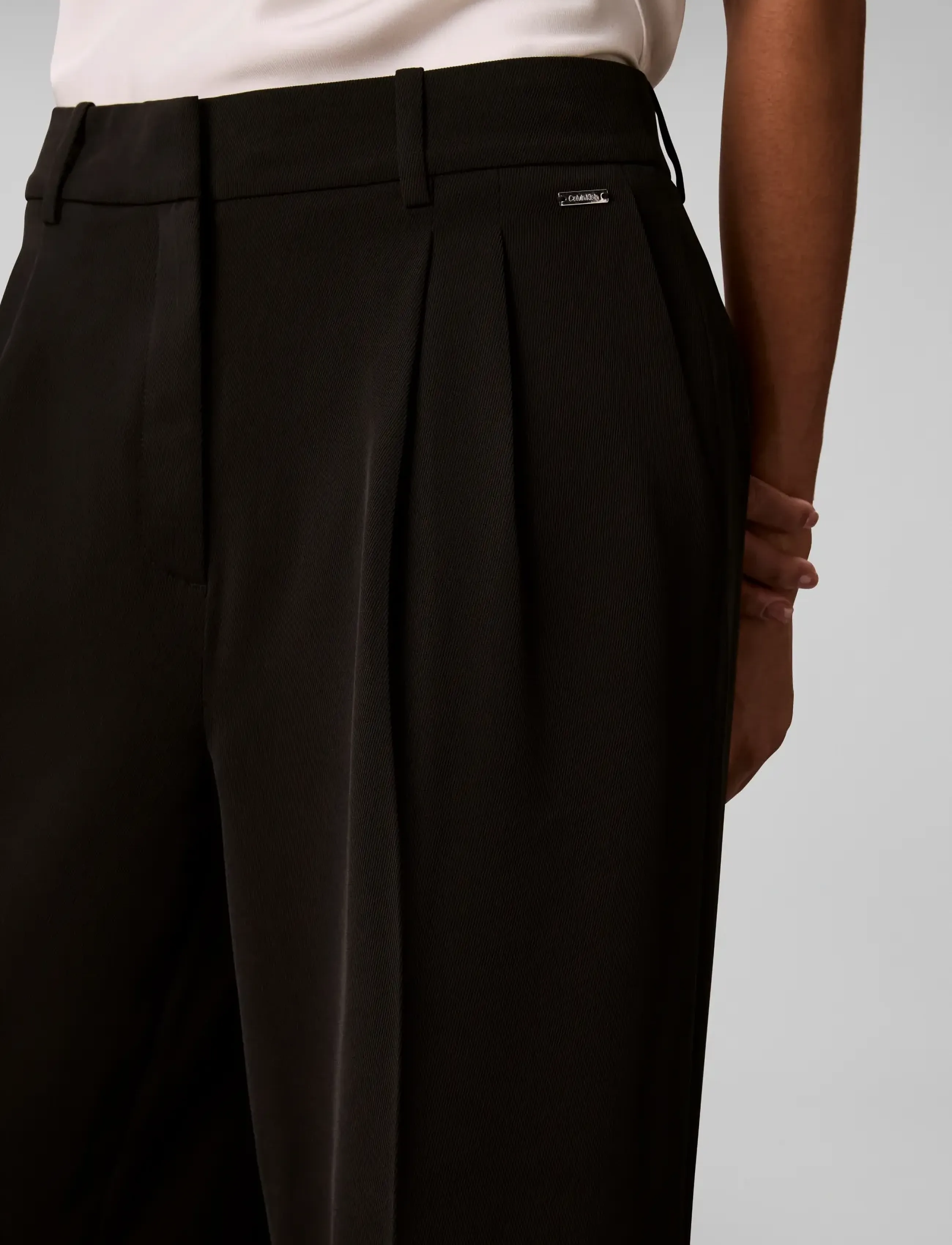 Calvin Klein - CLEAN POLY TWILL WIDE LEG PLEAT - black - 4