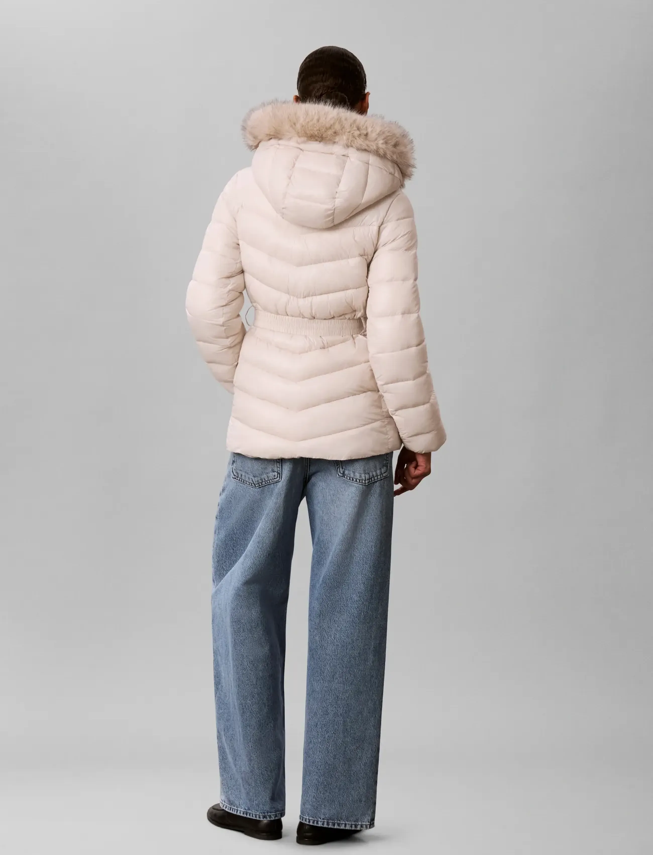 Calvin Klein - SHINE LW BELTED MID PUFFER WITH - winterjacken - chalk - 2
