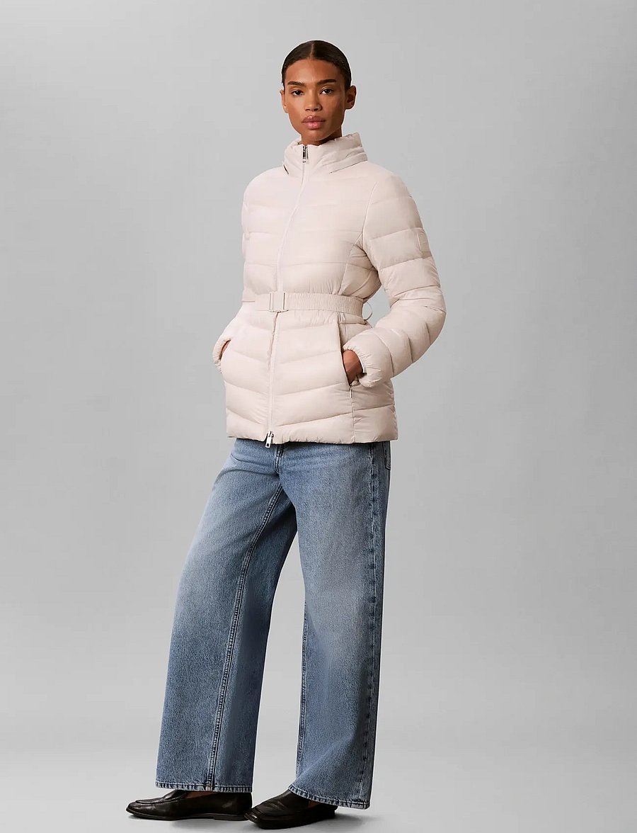 Calvin Klein - SHINE LW BELTED MID PUFFER WITH - winterjacken - chalk - 5
