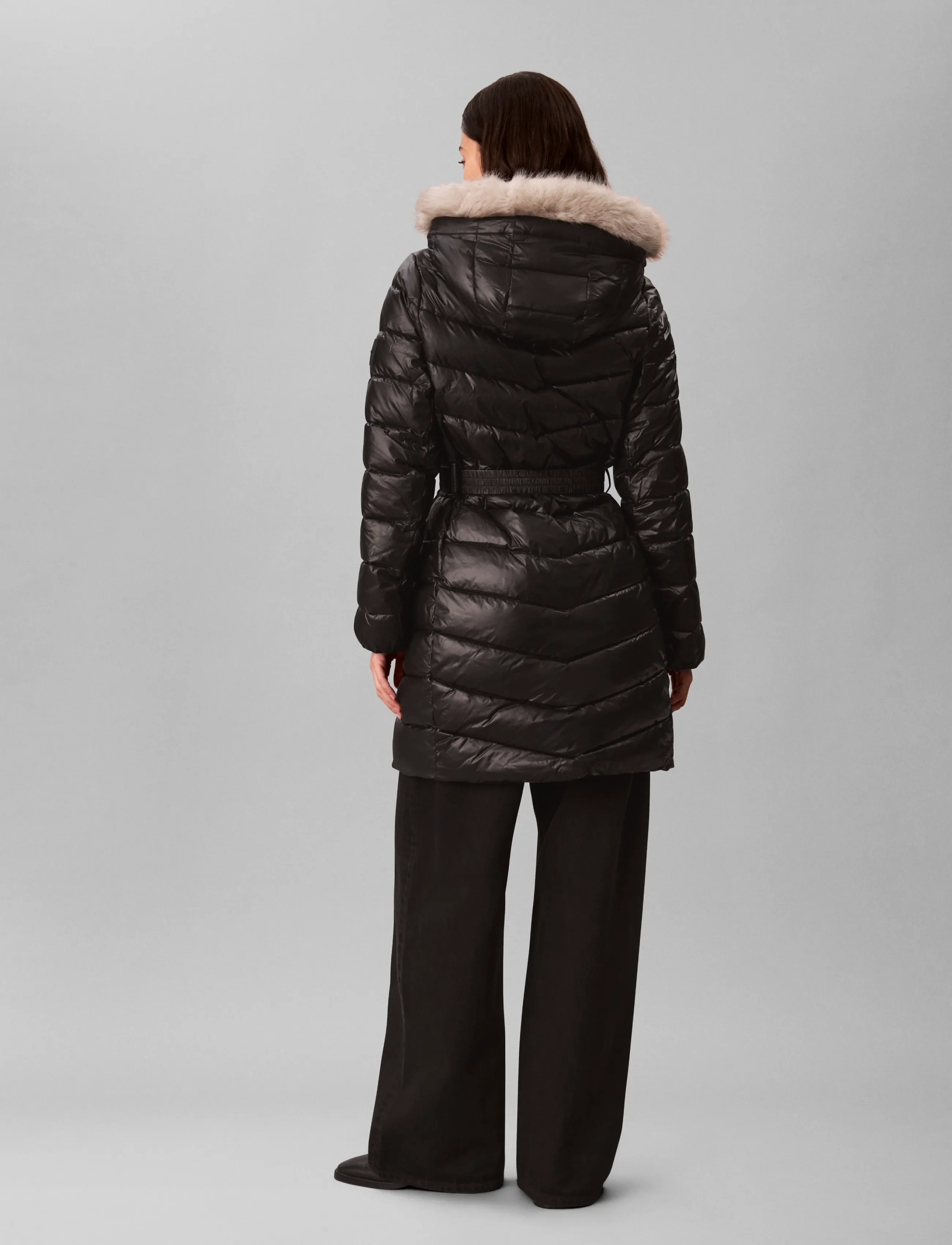 Calvin Klein Shine Lw Belted Long Puffer With jackor dam – bild 2