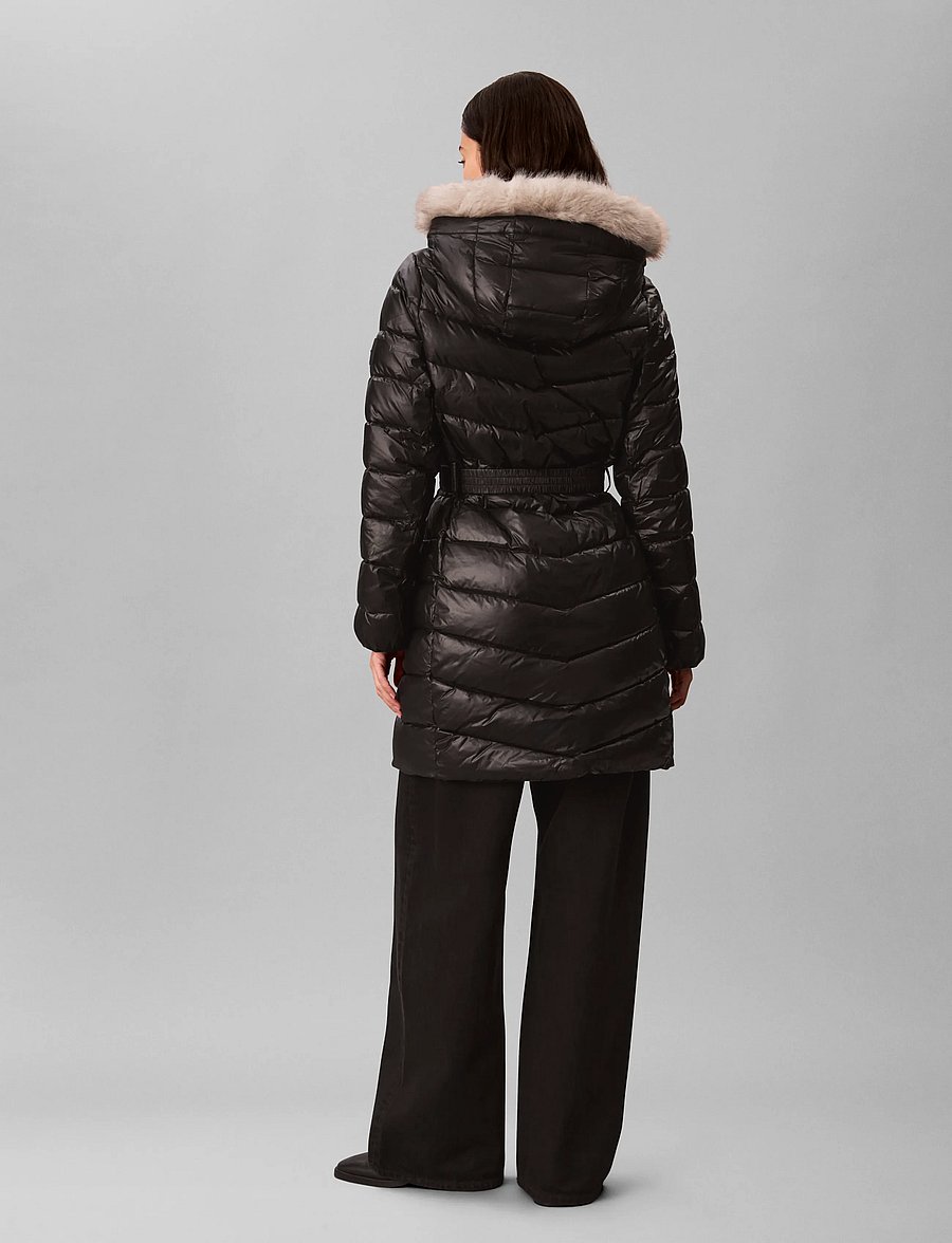 Calvin Klein - SHINE LW BELTED LONG PUFFER WITH - vinterjakker - black - 2