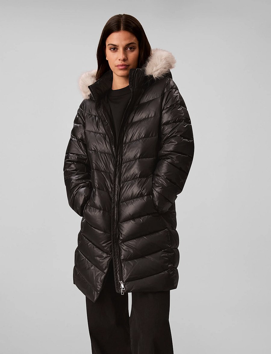 Calvin Klein - SHINE LW BELTED LONG PUFFER WITH - vinterjakker - black - 3