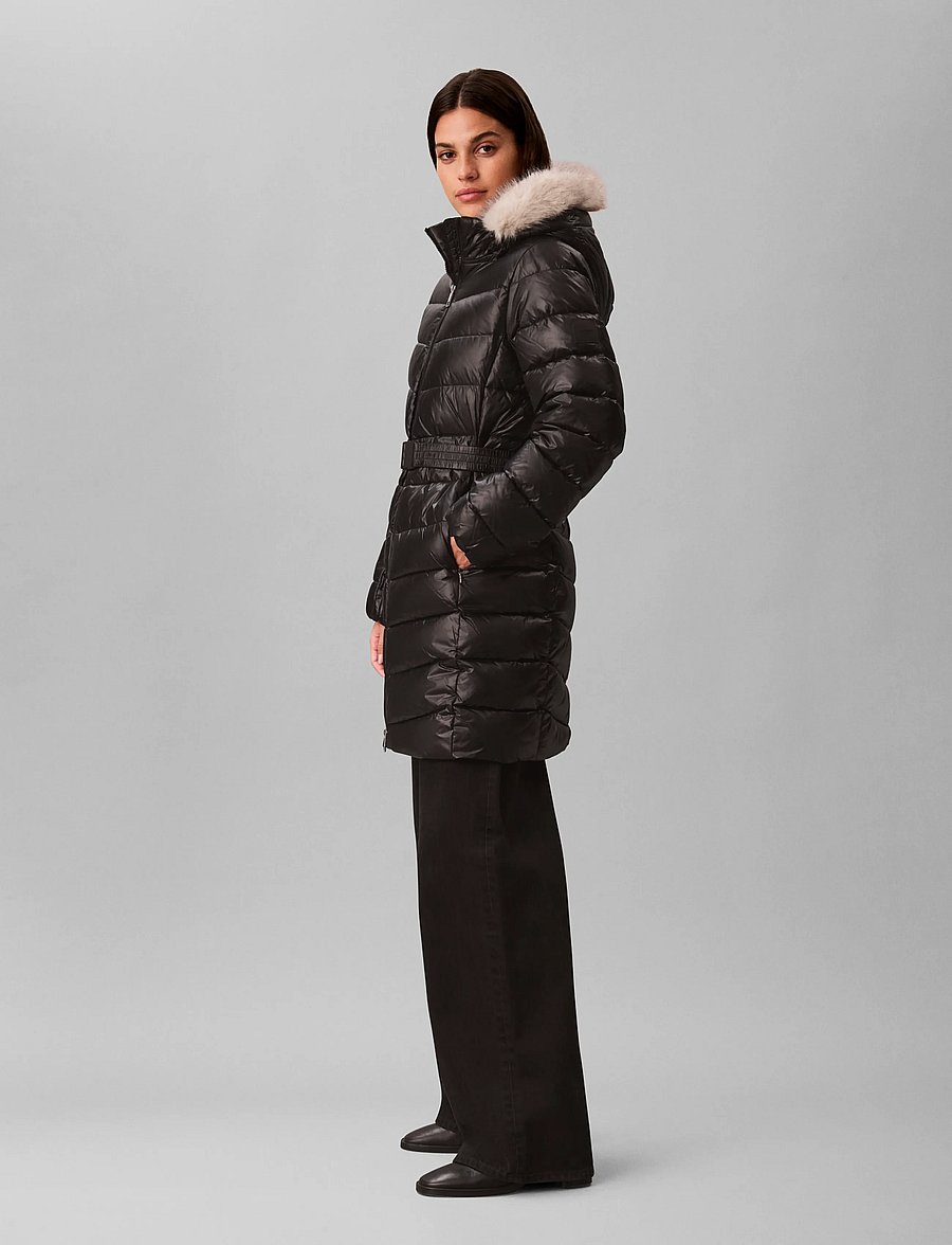 Calvin Klein - SHINE LW BELTED LONG PUFFER WITH - vinterjakker - black - 5
