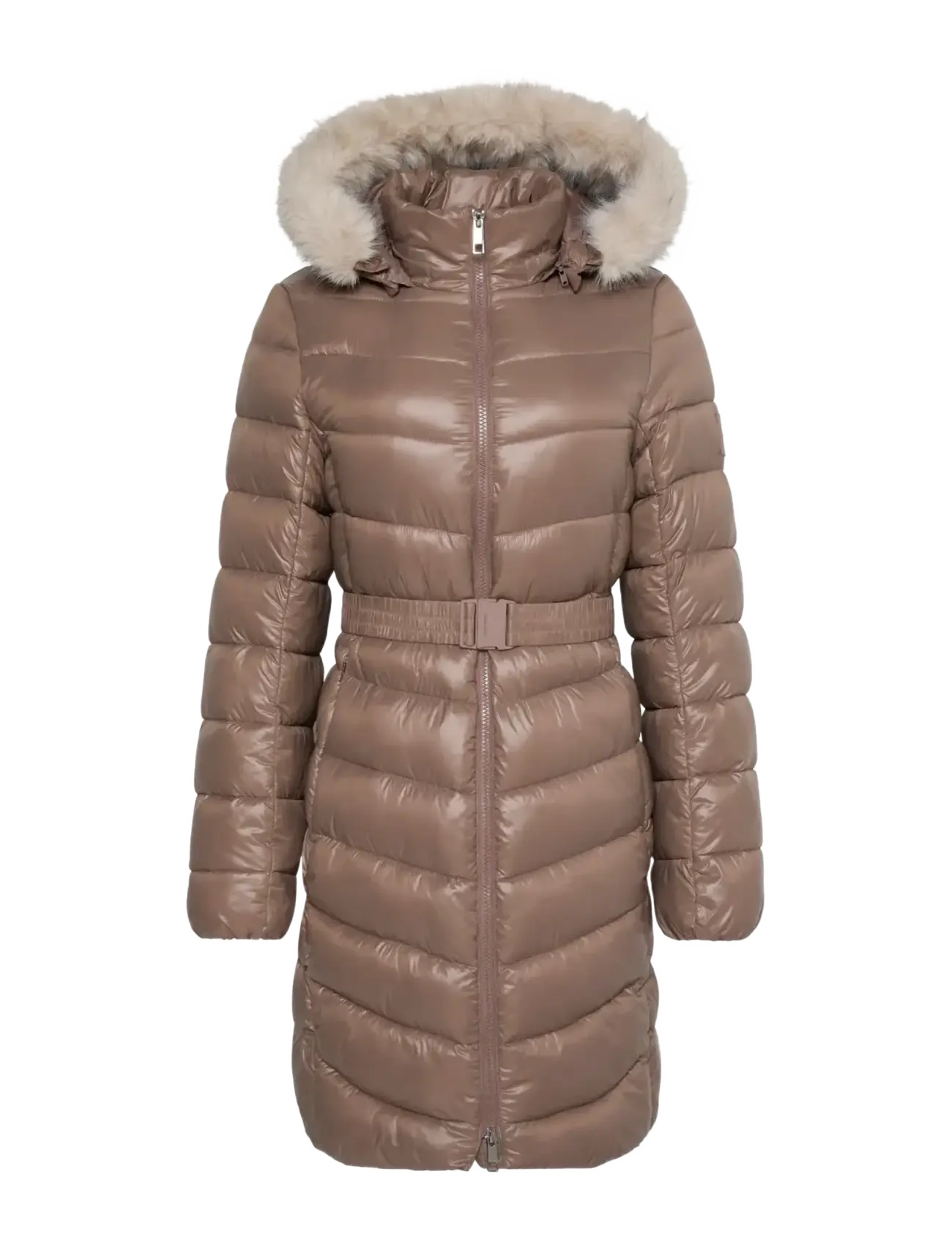 Calvin Klein - SHINE LW BELTED LONG PUFFER WITH - vinterjakker - deep taupe - 1
