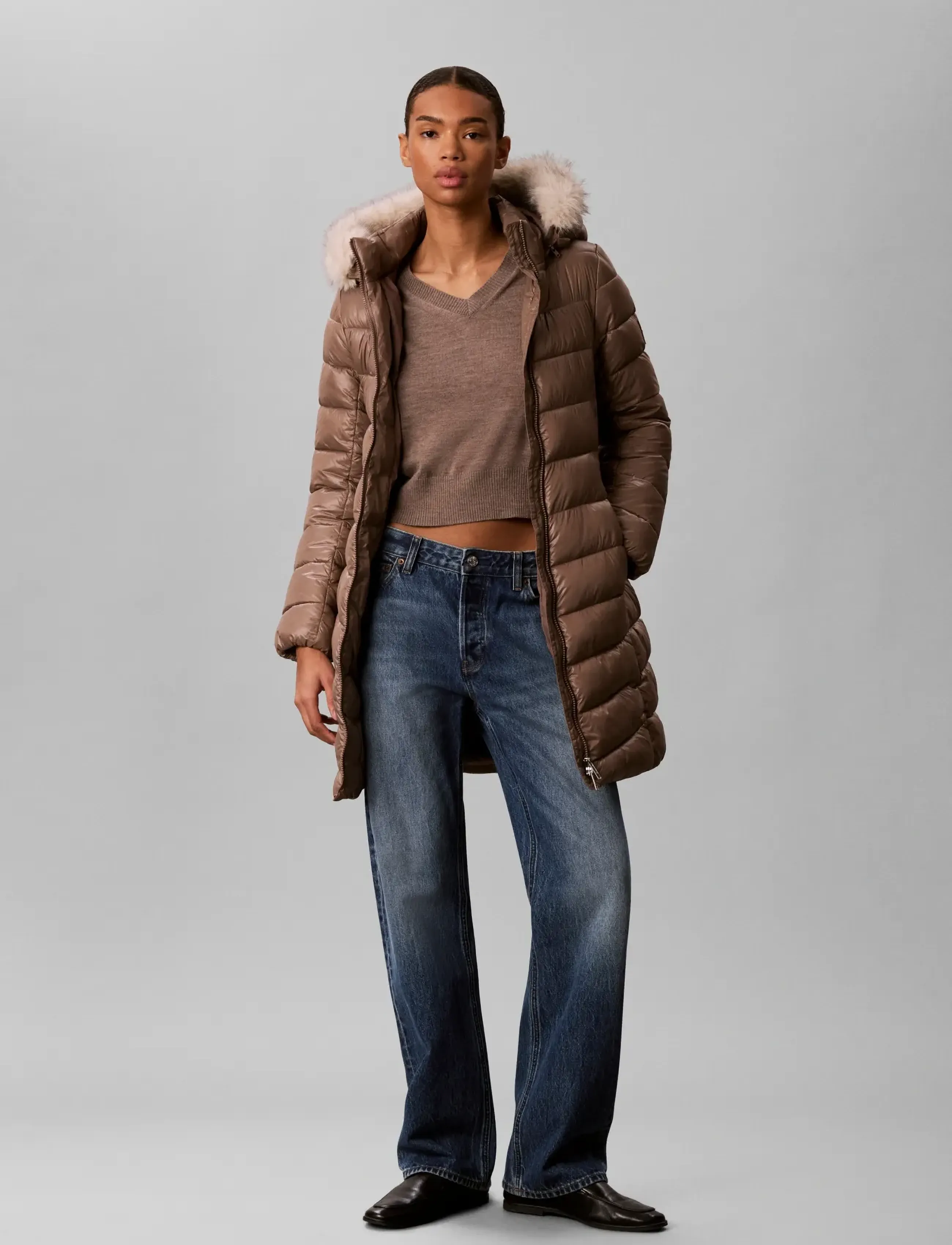 Shine Lw Belted Long Puffer With