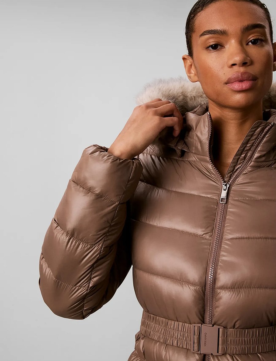 Calvin Klein - SHINE LW BELTED LONG PUFFER WITH - vinterjakker - deep taupe - 4