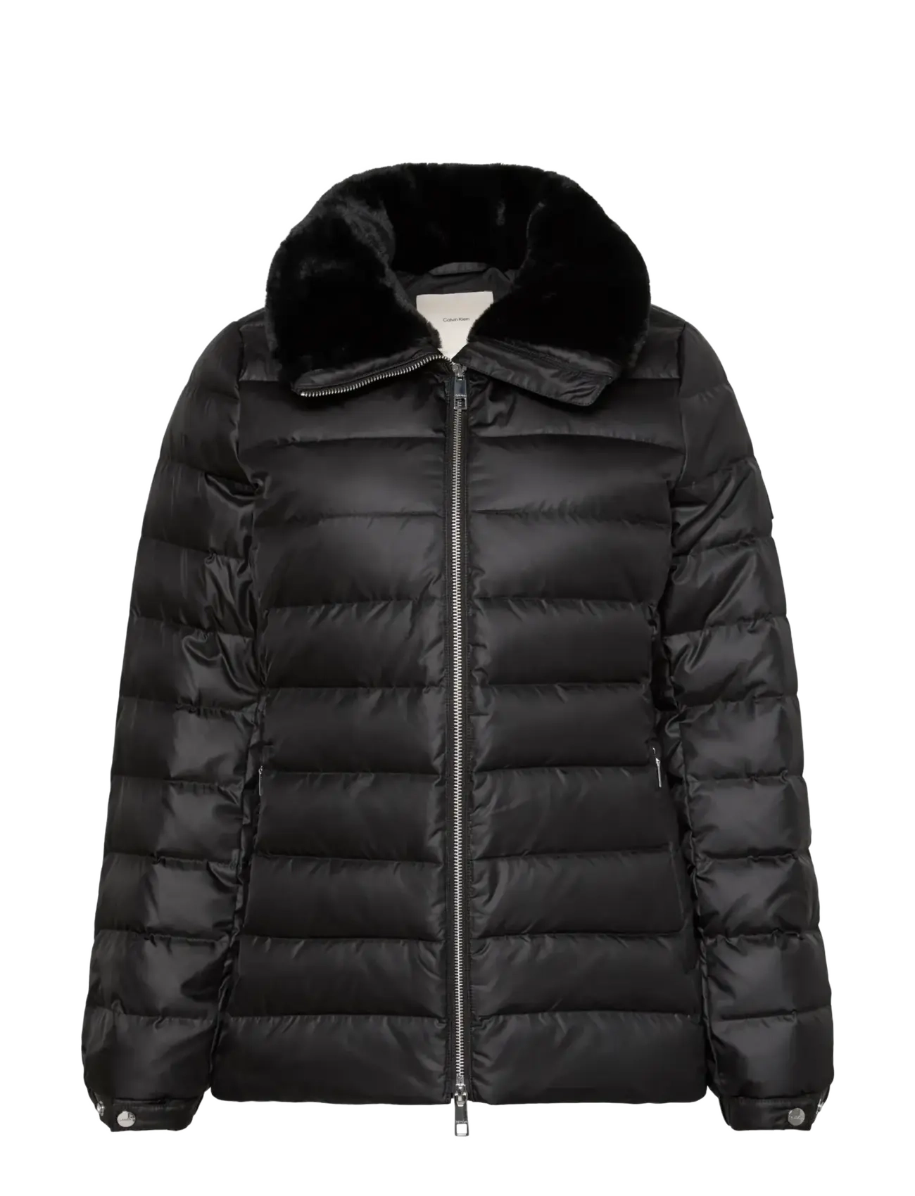 Calvin Klein - SATIN LW SHORT PUFFER WITH FUR - vinterjakker - black - 1