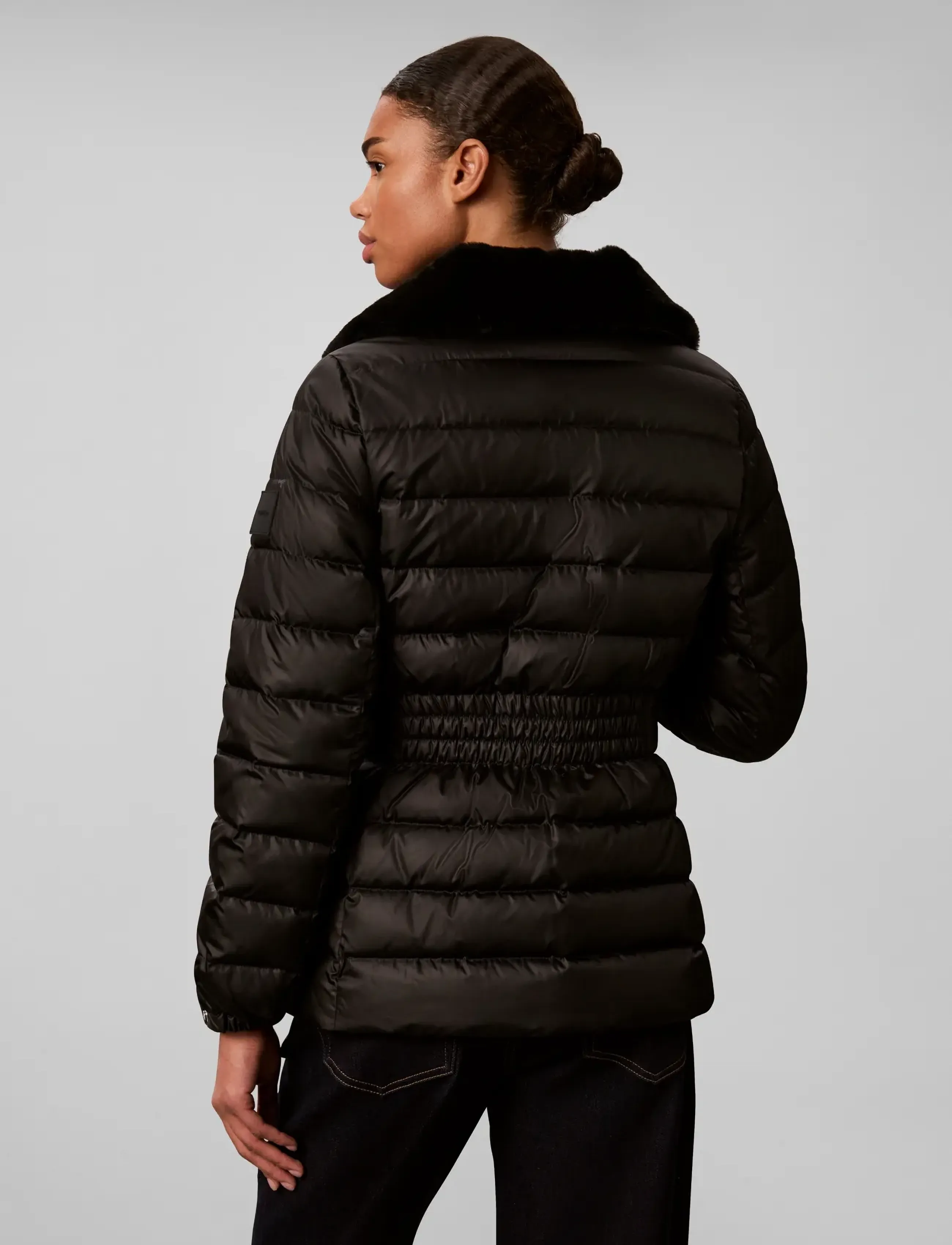Calvin Klein - SATIN LW SHORT PUFFER WITH FUR - vinterjakker - black - 2