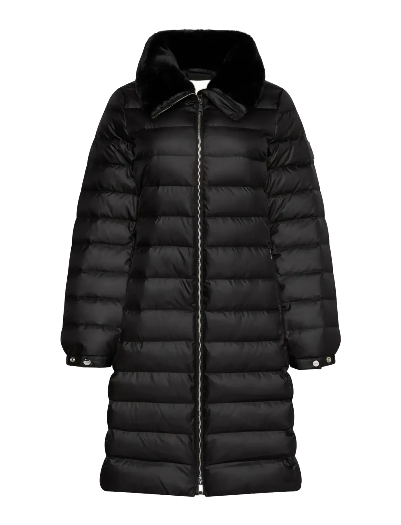 Calvin Klein - SATIN LW LONG PUFFER WITH FUR - winterjacken - black - 1