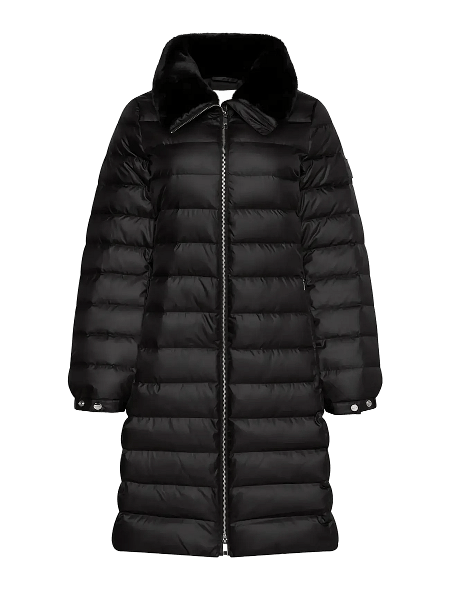 Calvin Klein - SATIN LW LONG PUFFER WITH FUR - winterjacken - black - 1