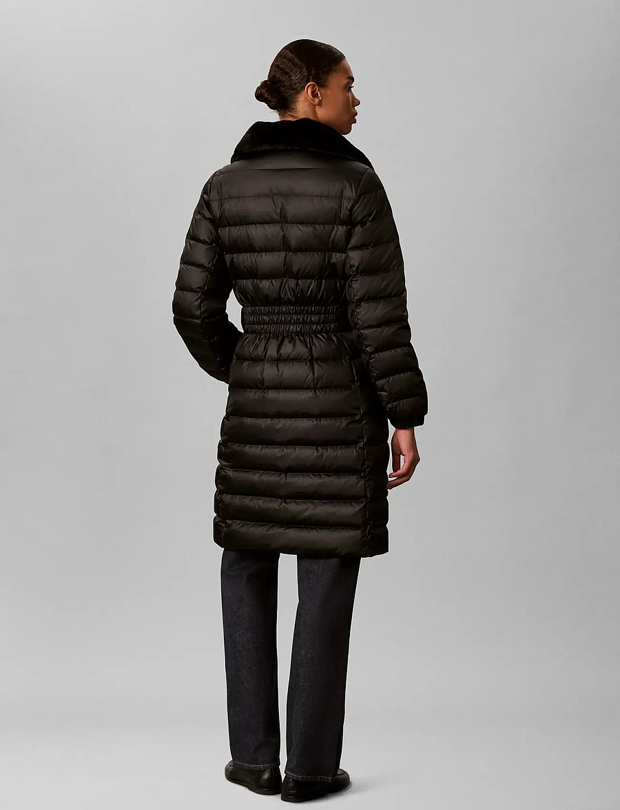 Calvin Klein - SATIN LW LONG PUFFER WITH FUR - winterjacken - black - 2