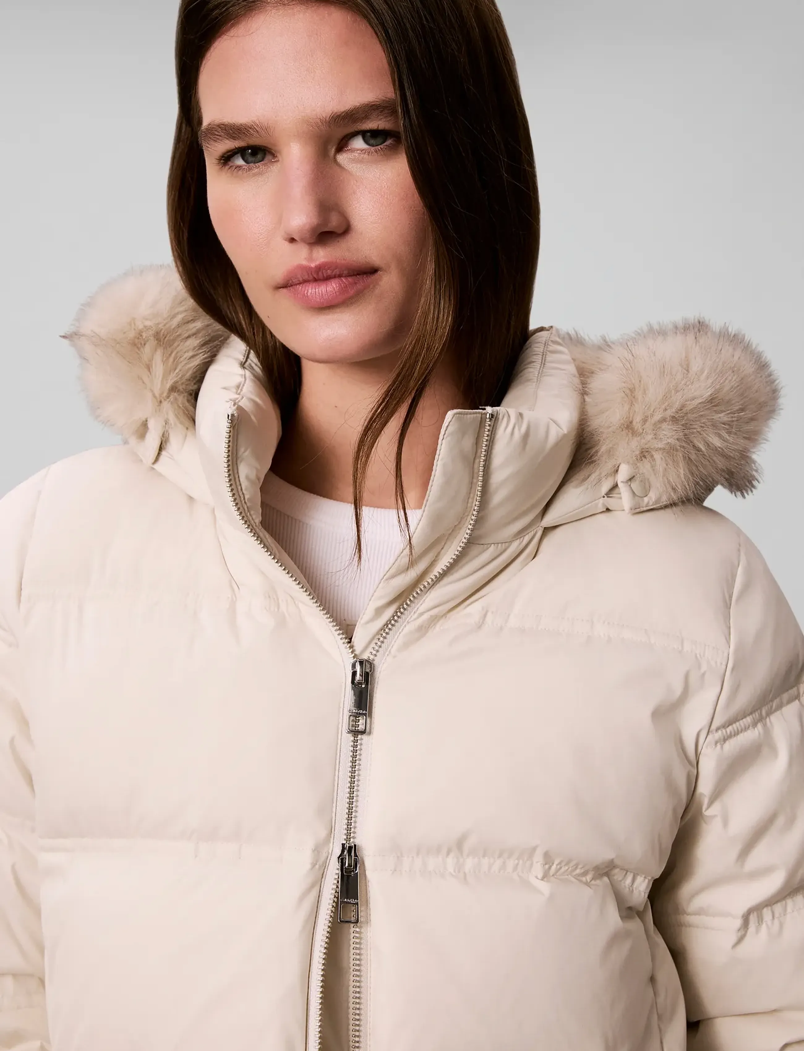 Calvin Klein - MATTE MW BELTED SHORT PUFFER WIT - winterjacken - chalk - 4