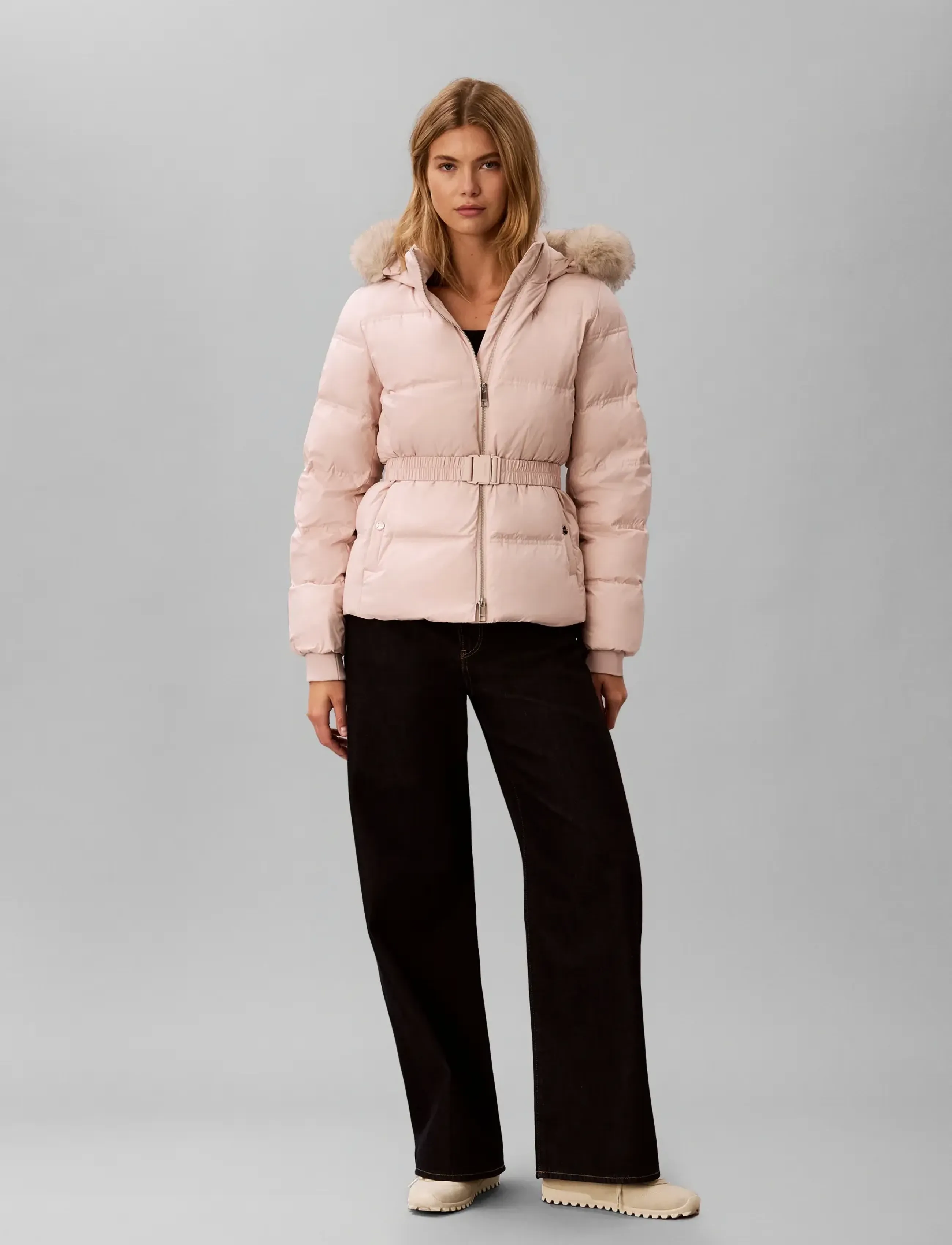 Calvin Klein MATTE MW BELTED SHORT PUFFER WIT - Winterjacken - MODESTY / pink/rose