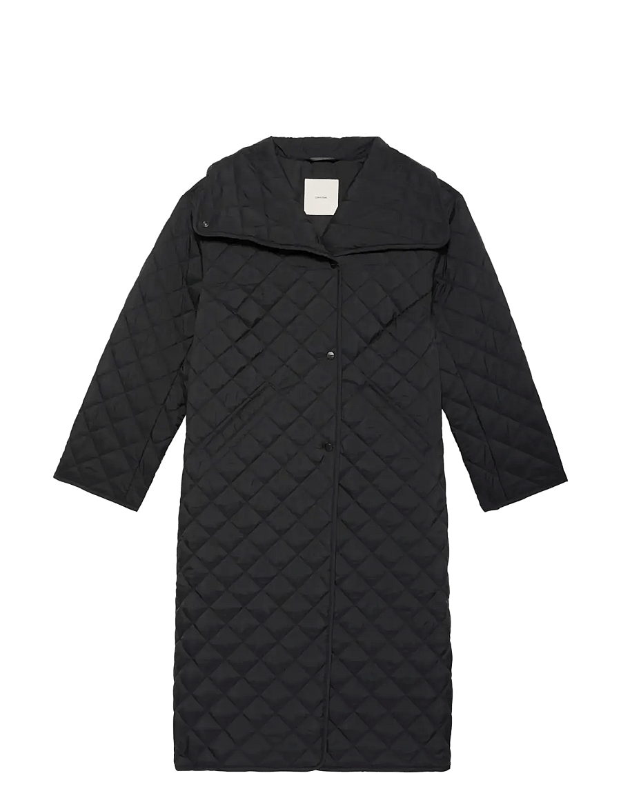 Calvin Klein - LW LONG QUILTED LINER COAT - coats - black - 1