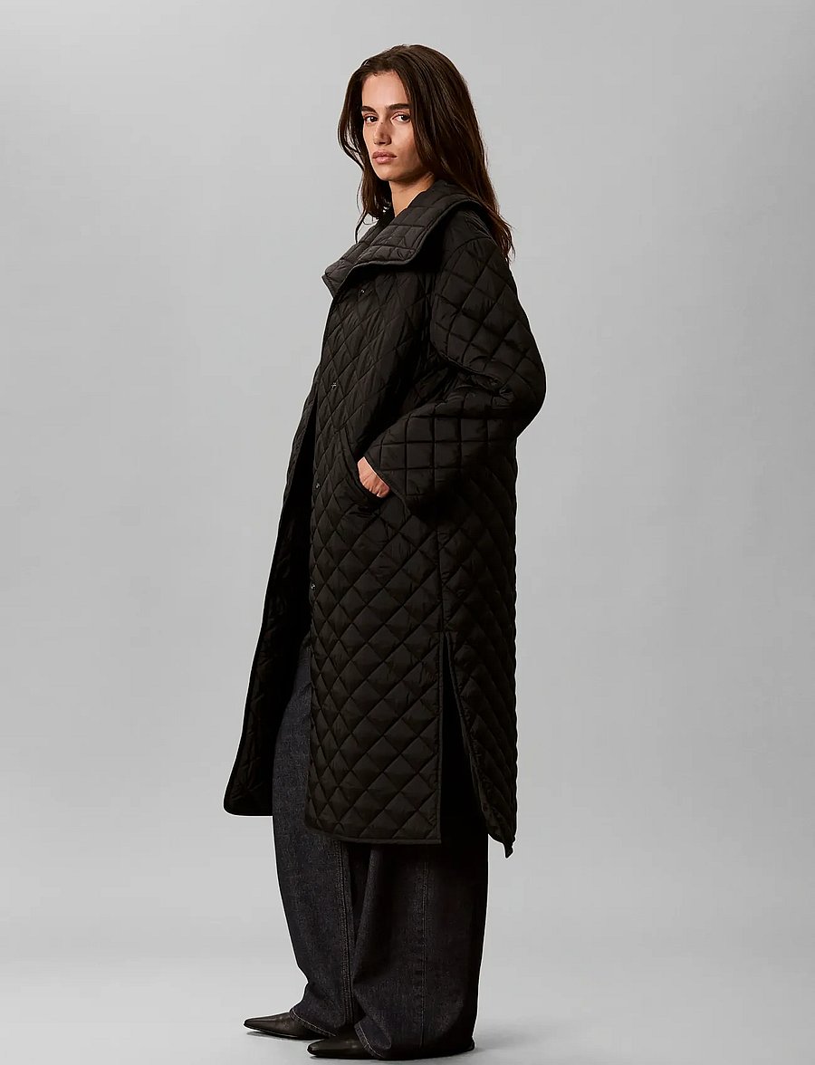 Calvin Klein - LW LONG QUILTED LINER COAT - coats - black - 5