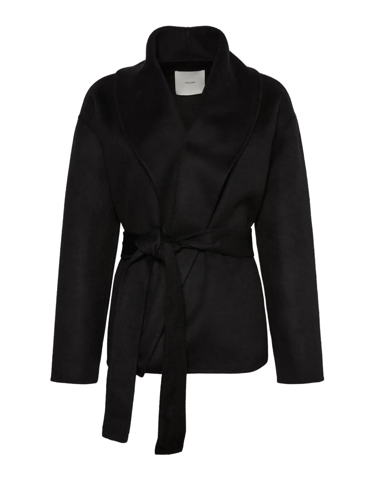 Calvin Klein - SHAWL HIP LENGHT COAT (SOLID) - trenchcoats - black - 1