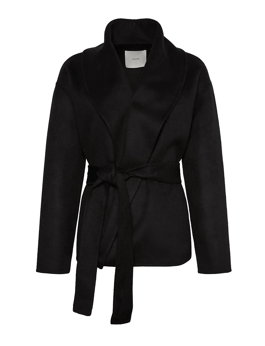 Calvin Klein - SHAWL HIP LENGHT COAT (SOLID) - trenchcoats - black - 1