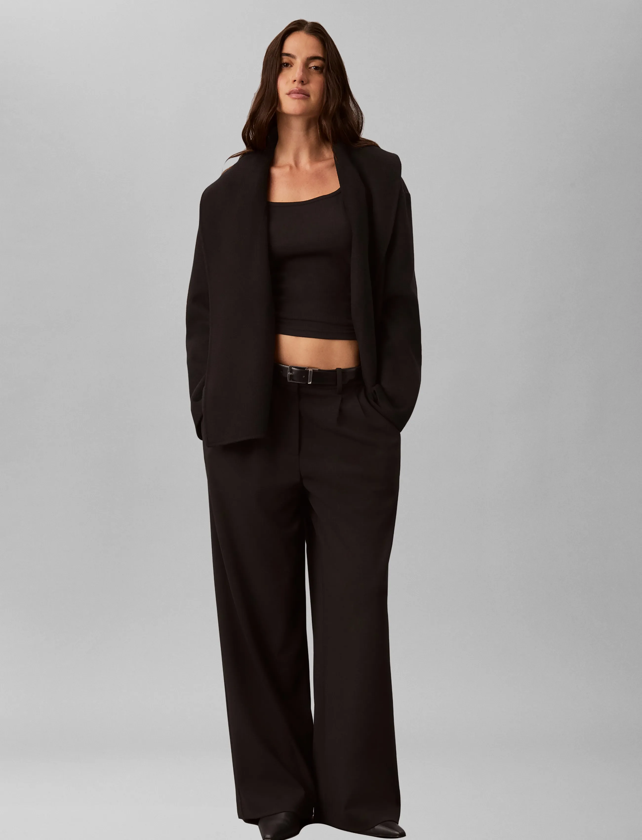 Calvin Klein SHAWL HIP LENGHT COAT (SOLID) - Tøj - BLACK / black