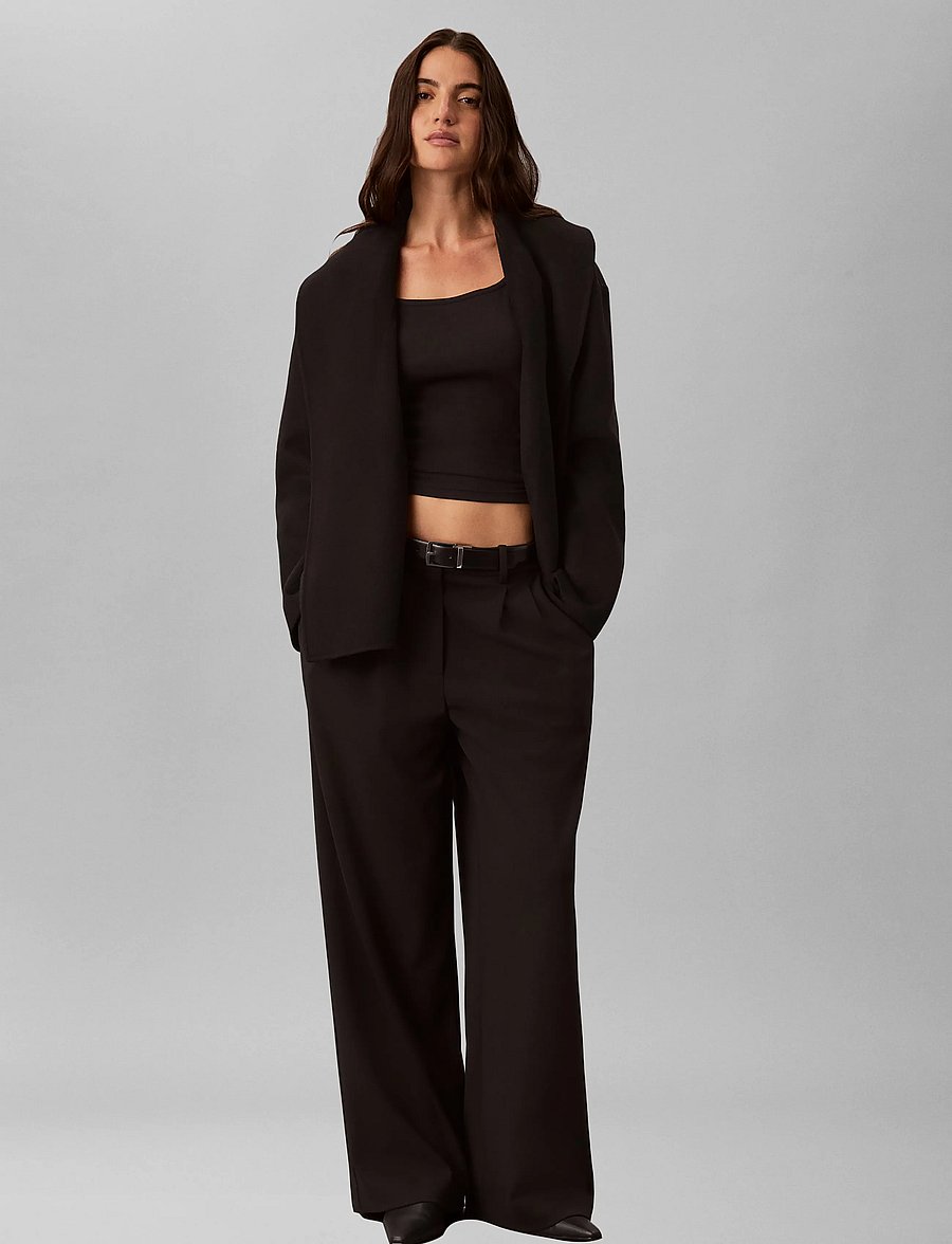 Calvin Klein - SHAWL HIP LENGHT COAT (SOLID) - trenchcoats - black - 0