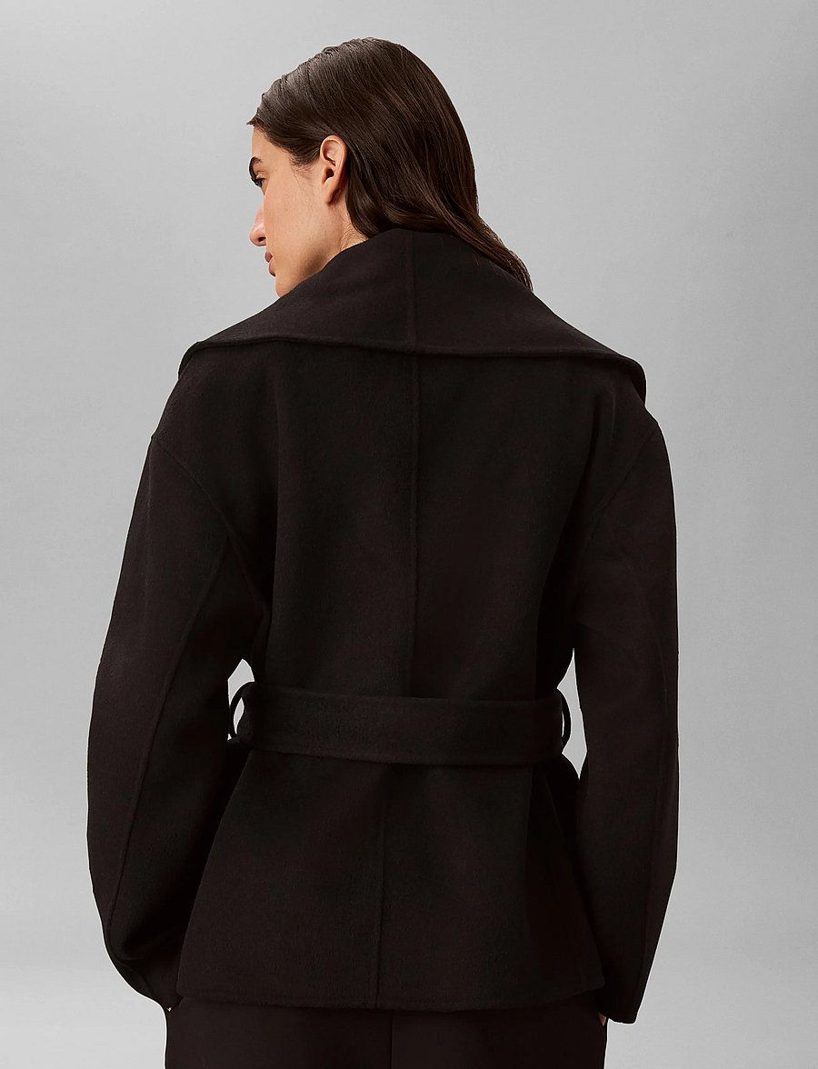 Calvin Klein - SHAWL HIP LENGHT COAT (SOLID) - trenchcoats - black - 2