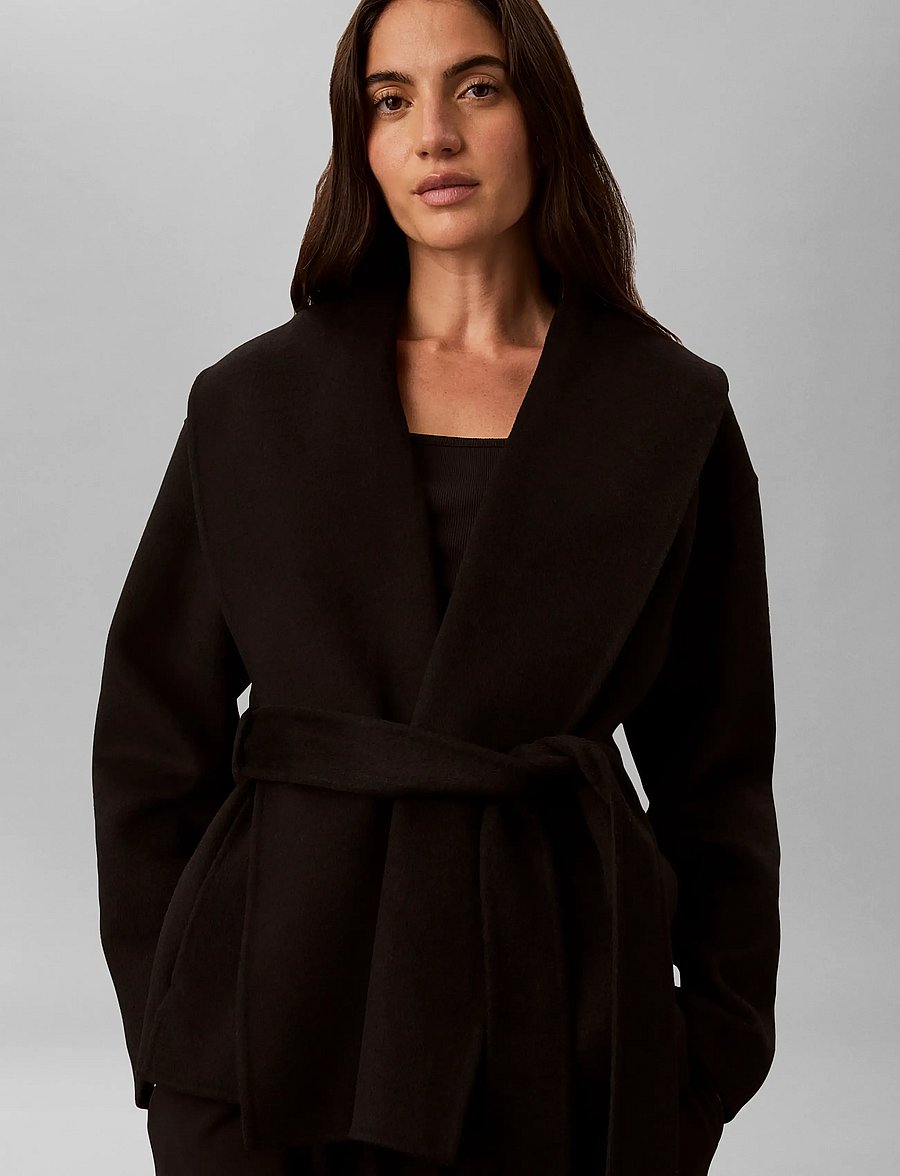 Calvin Klein - SHAWL HIP LENGHT COAT (SOLID) - trenchcoats - black - 3