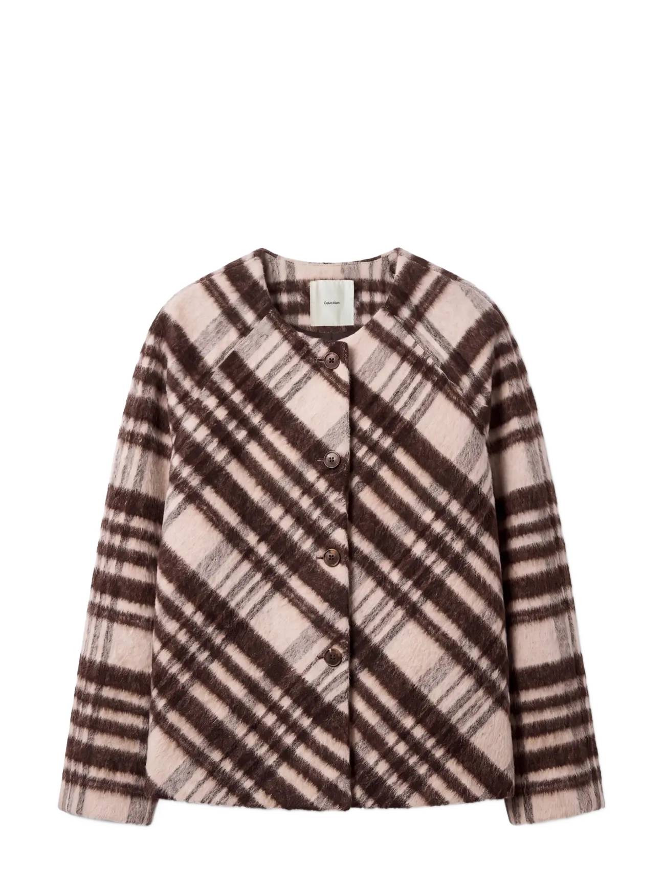 Calvin Klein - MOHAIR PLAID CARDIGAN JACKET - marshmallow plaid - 1