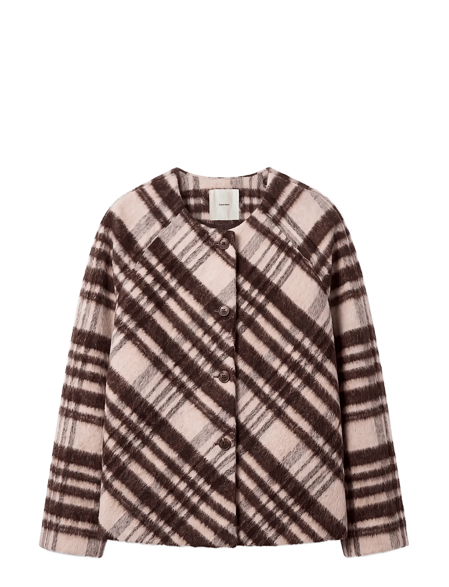 Calvin Klein - MOHAIR PLAID CARDIGAN JACKET - marshmallow plaid - 1