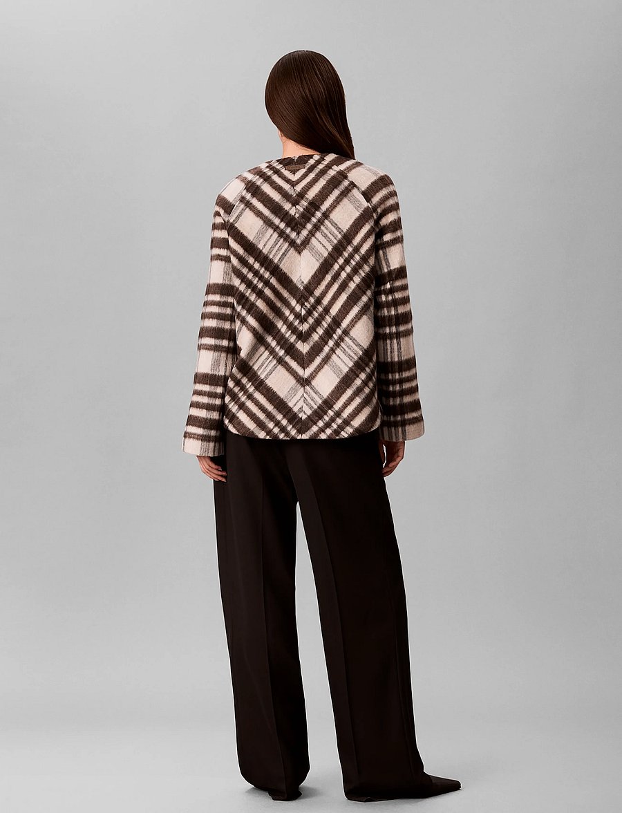 Calvin Klein - MOHAIR PLAID CARDIGAN JACKET - marshmallow plaid - 2
