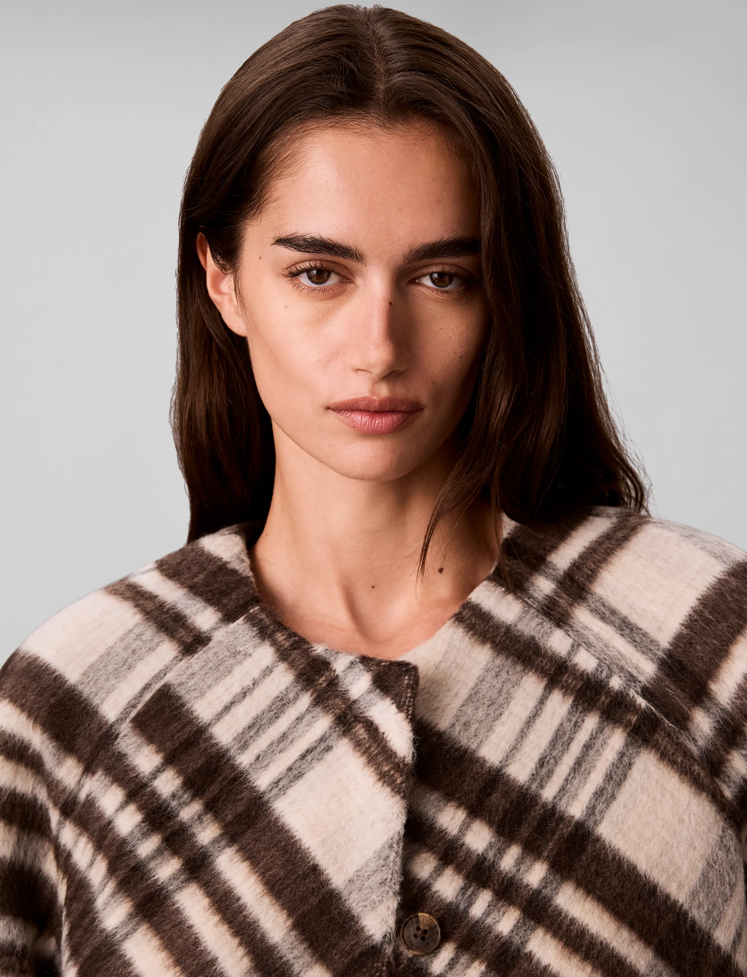 Calvin Klein - MOHAIR PLAID CARDIGAN JACKET - marshmallow plaid - 4
