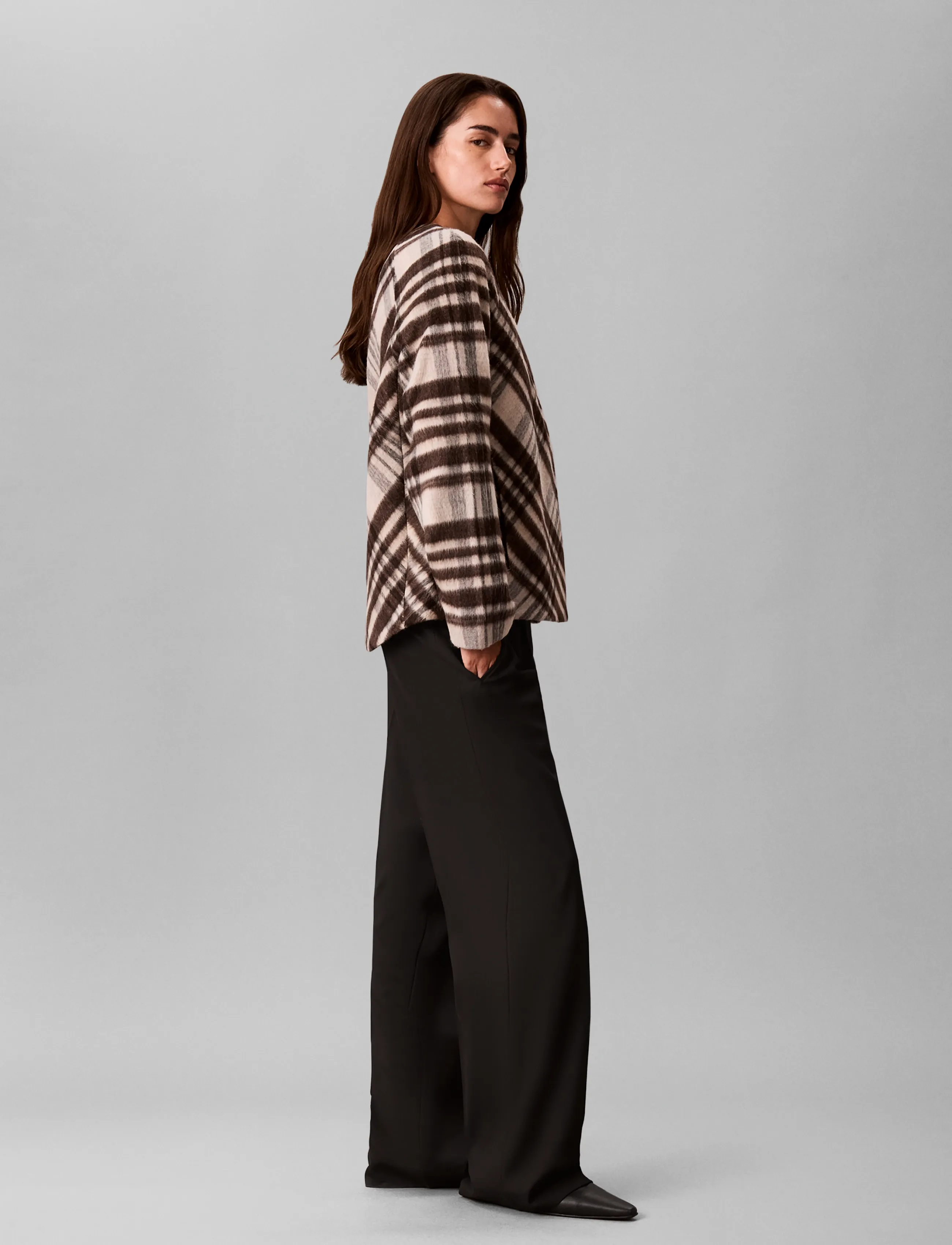 Calvin Klein - MOHAIR PLAID CARDIGAN JACKET - marshmallow plaid - 5
