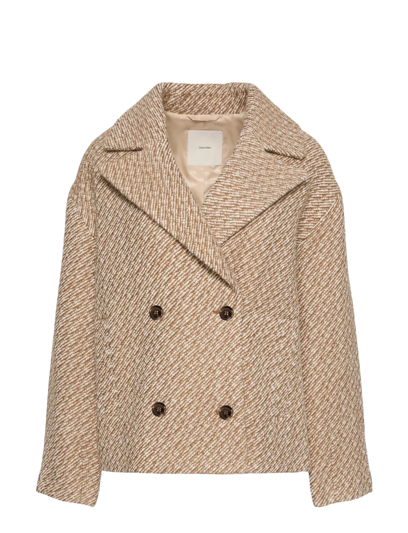 Calvin Klein - RELAXED SHORT PEACOAT - executive brown ground + tofu twill - 1