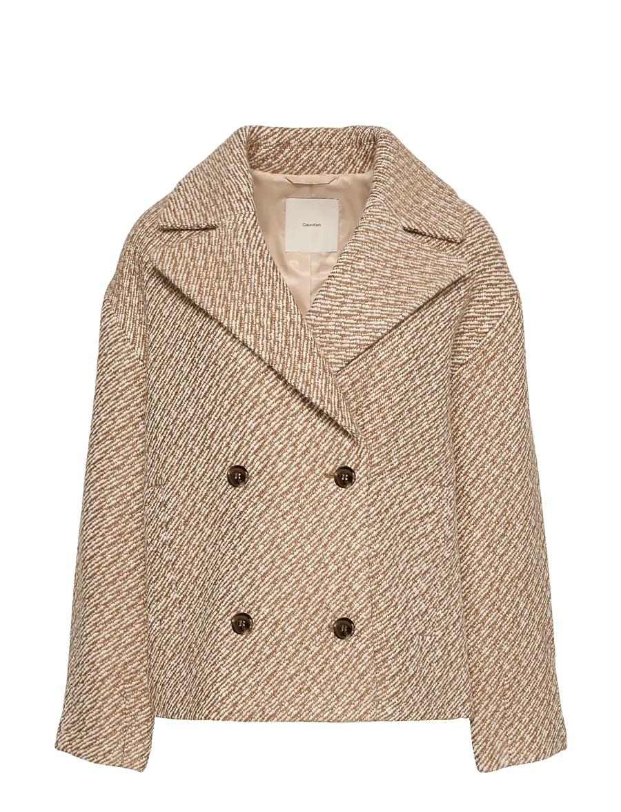Calvin Klein - RELAXED SHORT PEACOAT - executive brown ground + tofu twill - 1