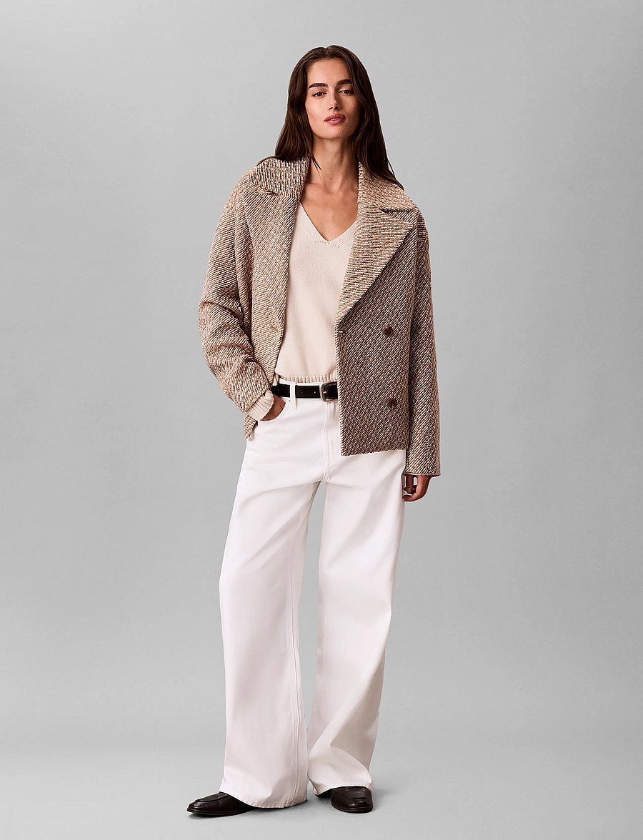 Calvin Klein - RELAXED SHORT PEACOAT - executive brown ground + tofu twill - 0