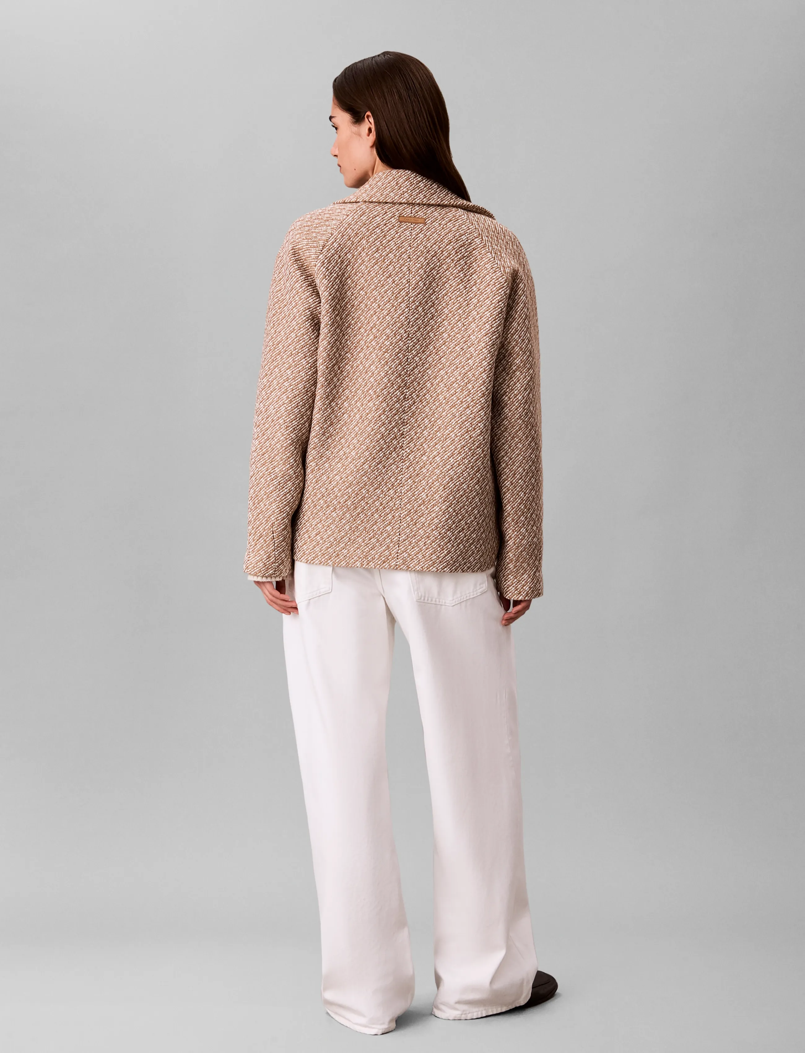 Calvin Klein - RELAXED SHORT PEACOAT - executive brown ground + tofu twill - 2