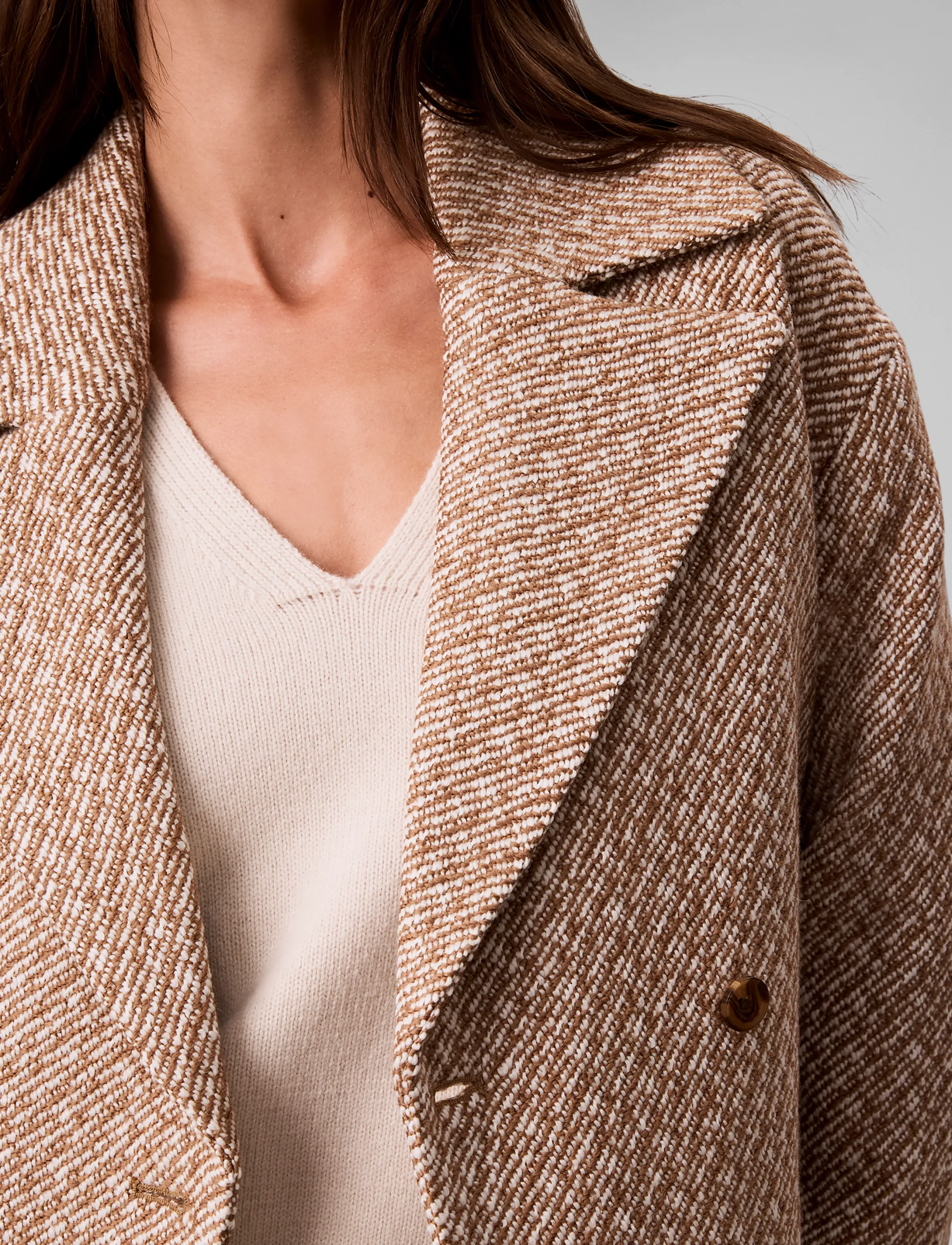 Calvin Klein - RELAXED SHORT PEACOAT - executive brown ground + tofu twill - 5
